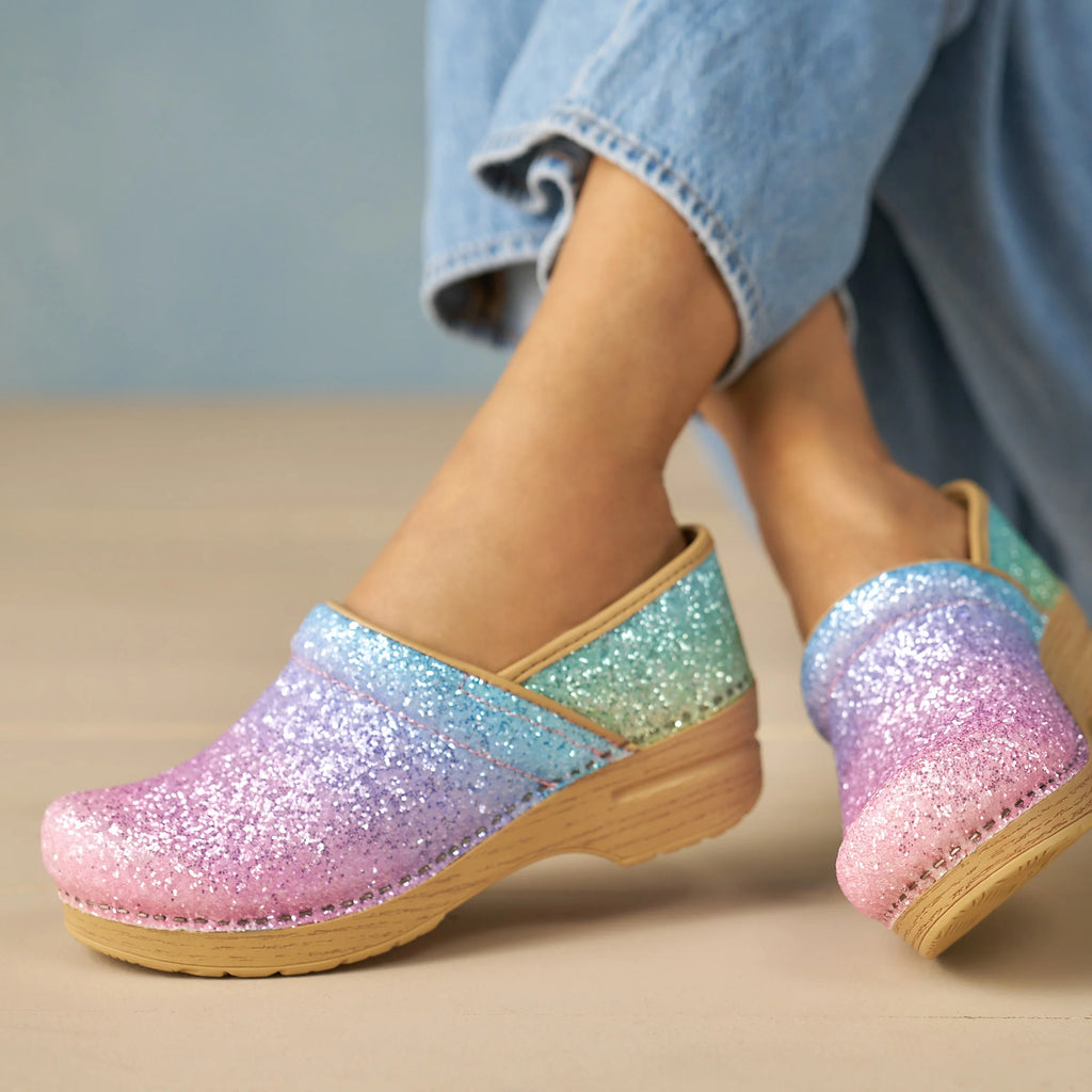 Professional Pastel Rainbow Glitter Clog