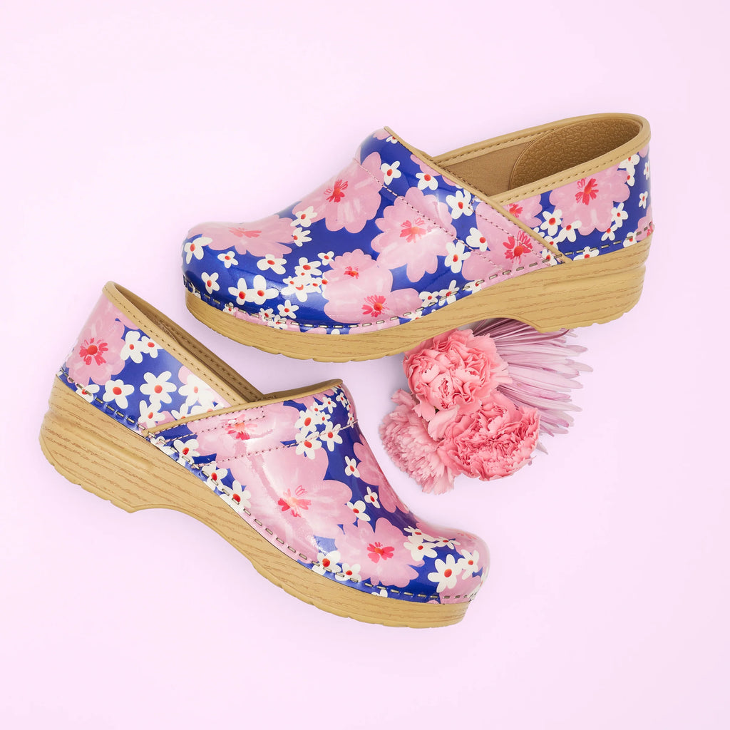 Professional Pink Bloom Patent Clog
