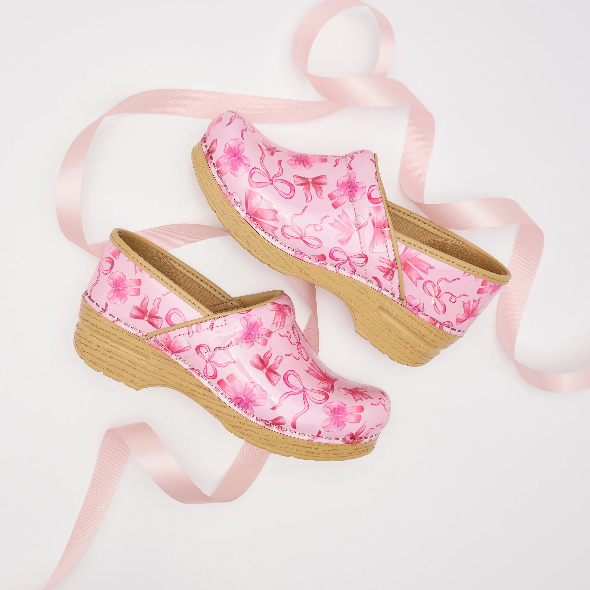 Professional Pink Bow Patent Clog