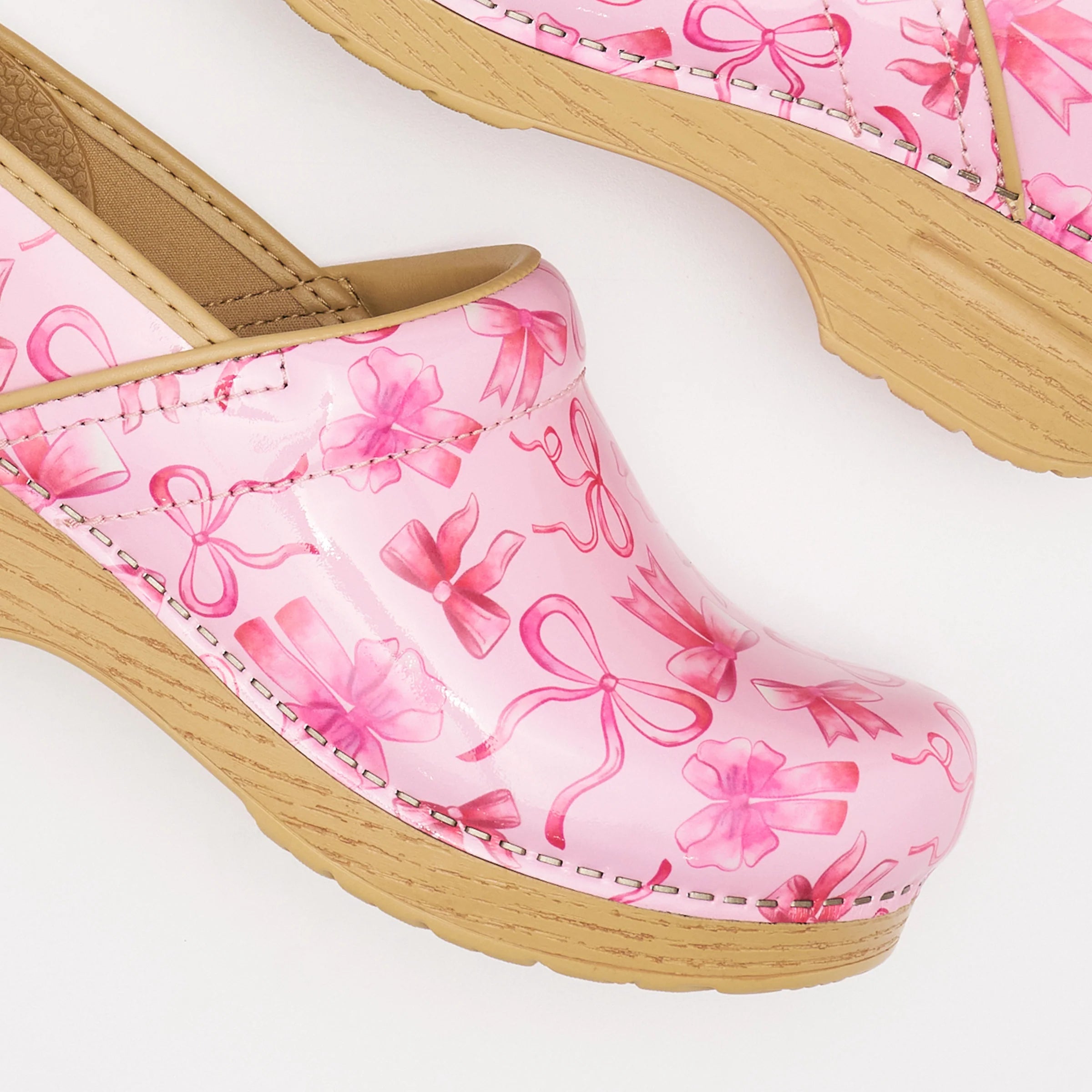 Professional Pink Bow Patent Clog