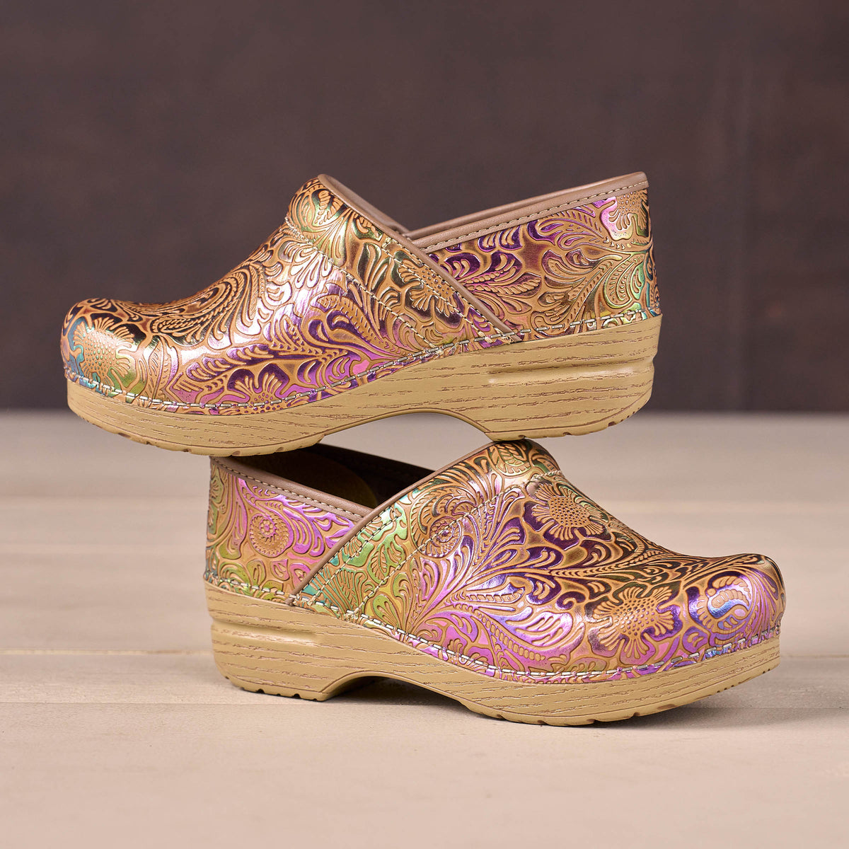 Dansko Professional Multicolor Tooled Leather Clog