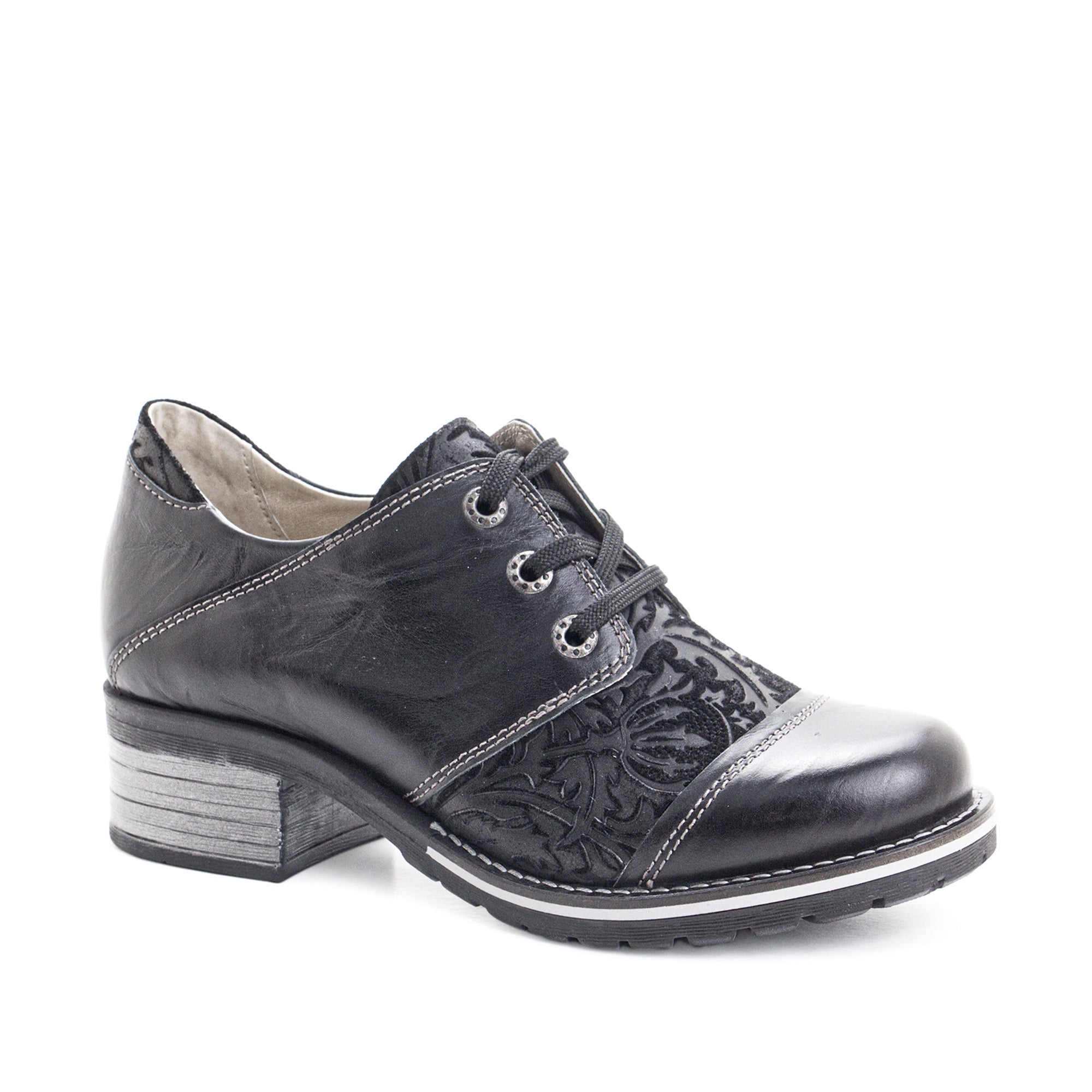 Dromedaris Kalista Leather & Printed Suede Lace-Up Shoes