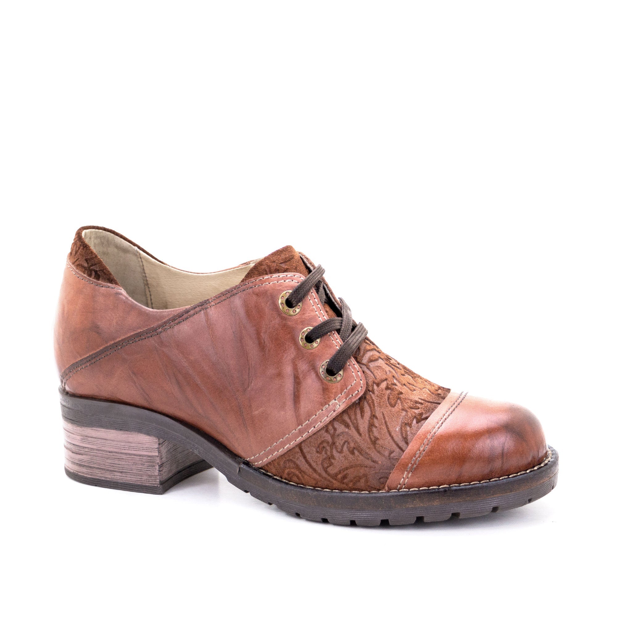 Dromedaris Kalista Leather & Printed Suede Lace-Up Shoes