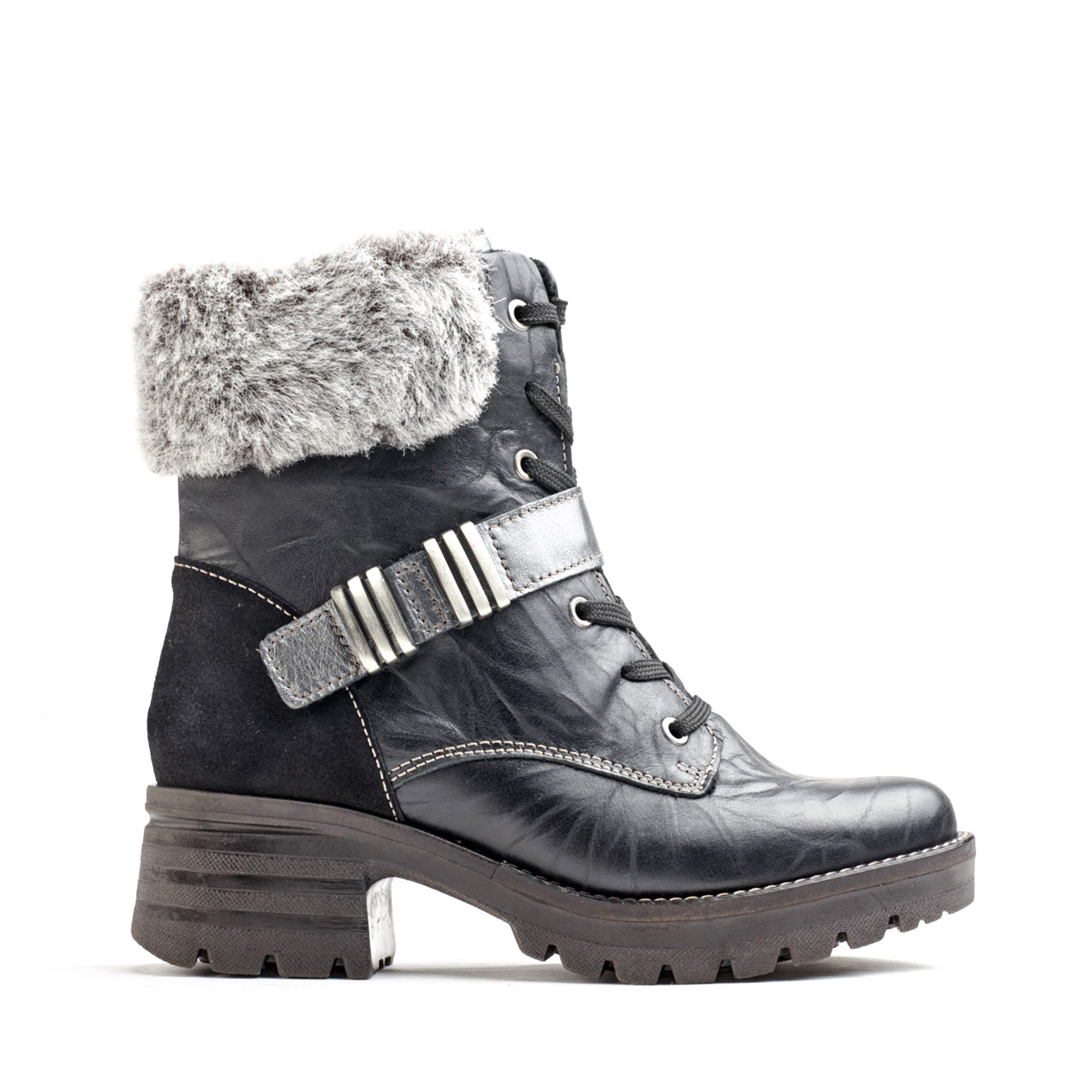 Dromedaris Kameryn Scrunched Leather & Faux Fur Boot