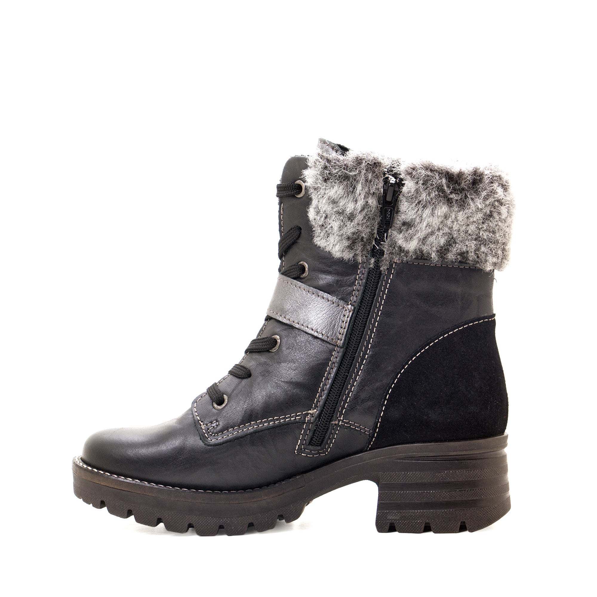 Dromedaris Kameryn Scrunched Leather & Faux Fur Boot