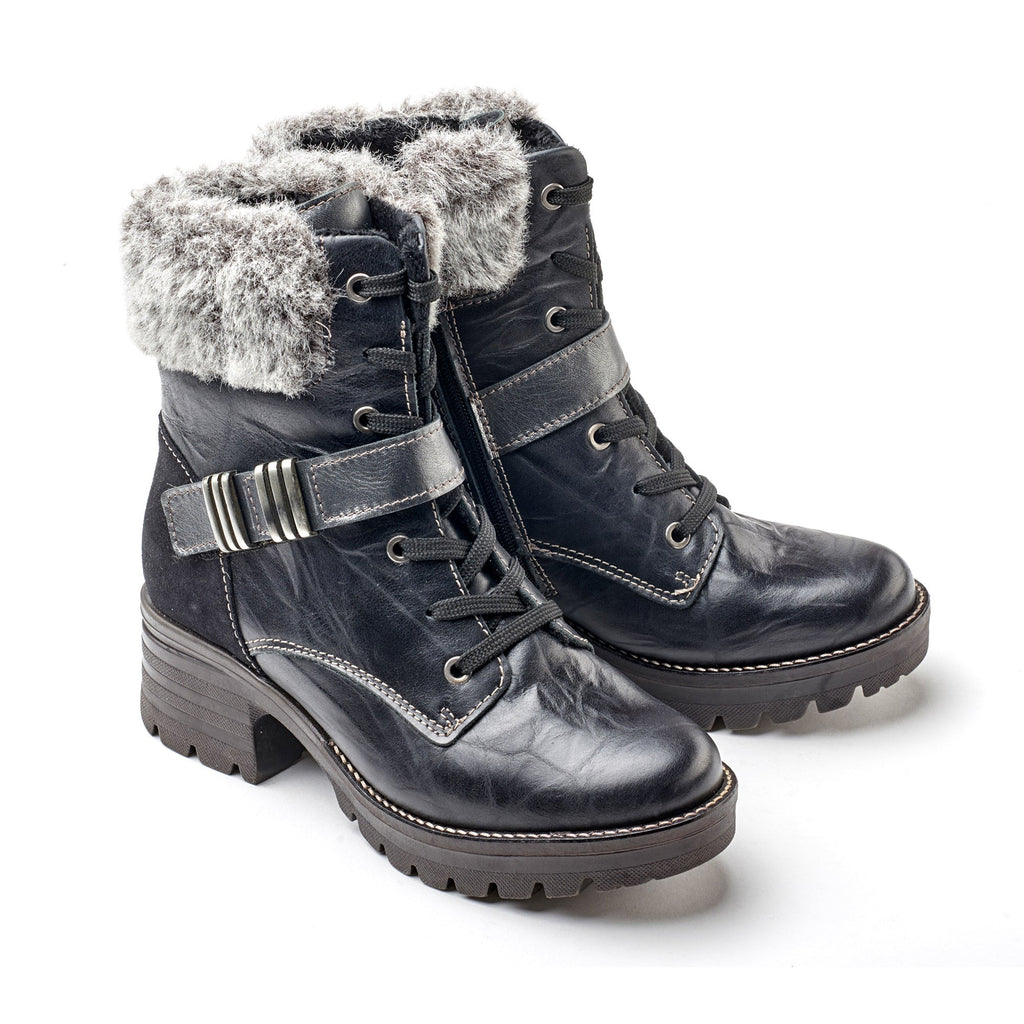 Dromedaris Kameryn Scrunched Leather & Faux Fur Boot