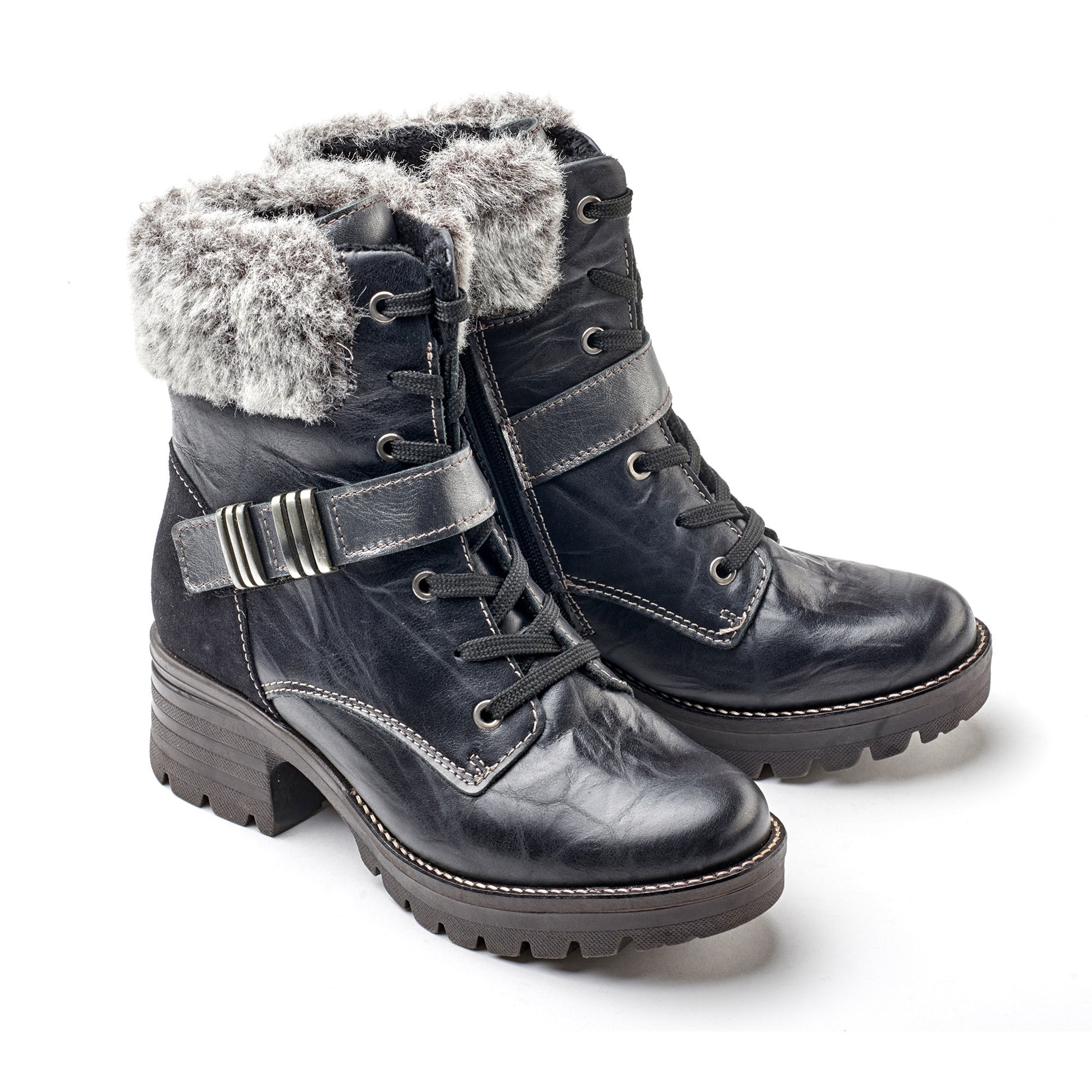 Dromedaris Kameryn Scrunched Leather & Faux Fur Boot