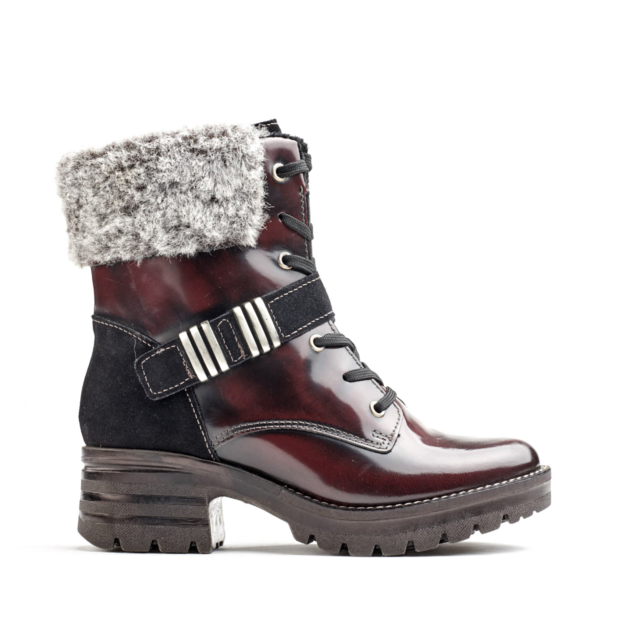Dromedaris Kameryn Scrunched Leather & Faux Fur Boot