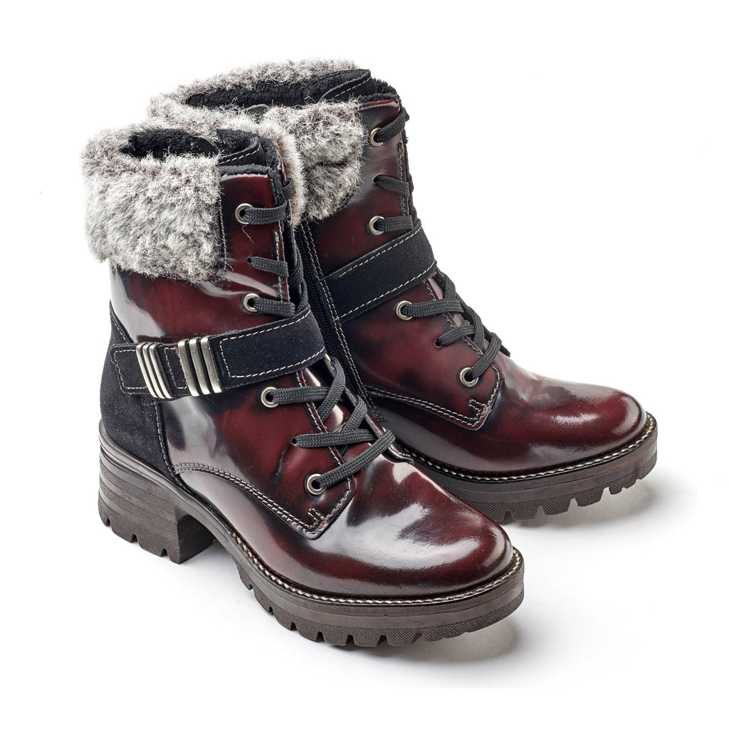 Dromedaris Kameryn Scrunched Leather & Faux Fur Boot