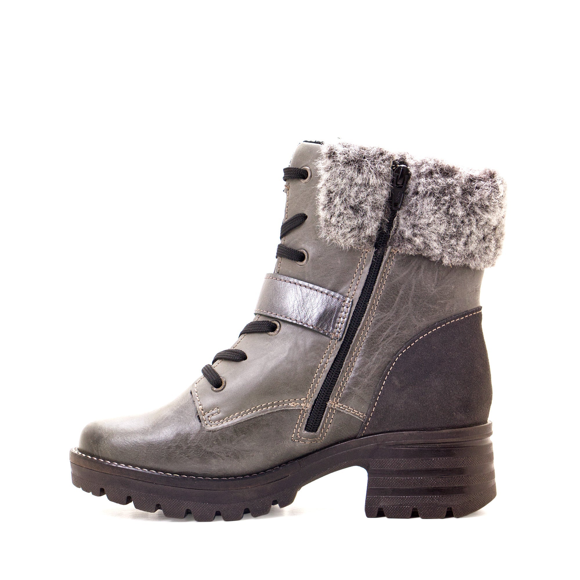 Dromedaris Kameryn Scrunched Leather & Faux Fur Boot