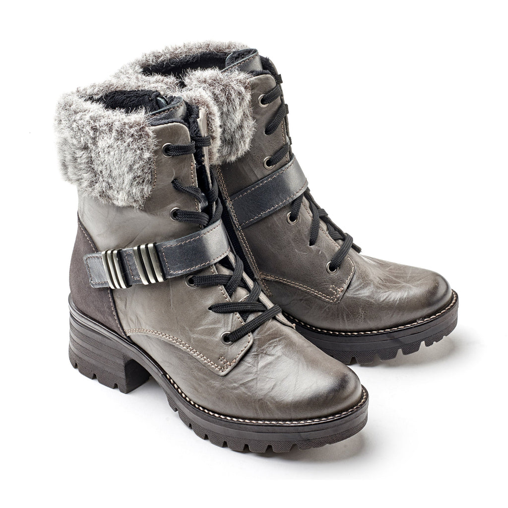 Dromedaris Kameryn Scrunched Leather & Faux Fur Boot