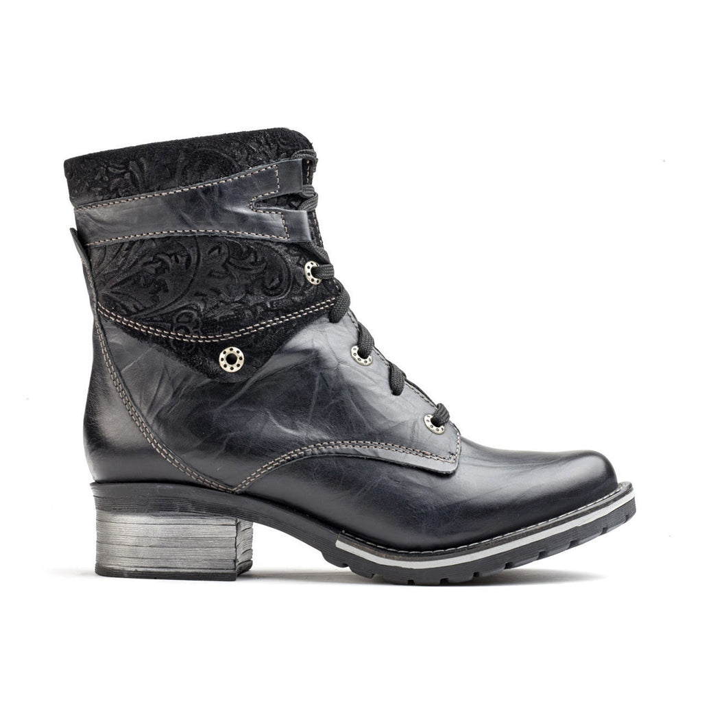 Dromedaris Kara Scrunched Leather & Printed Suede Boot