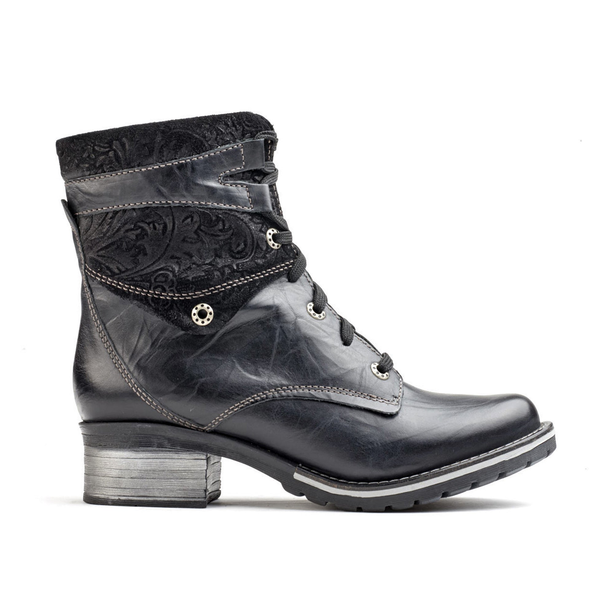 Dromedaris Kara Scrunched Leather & Printed Suede Boot