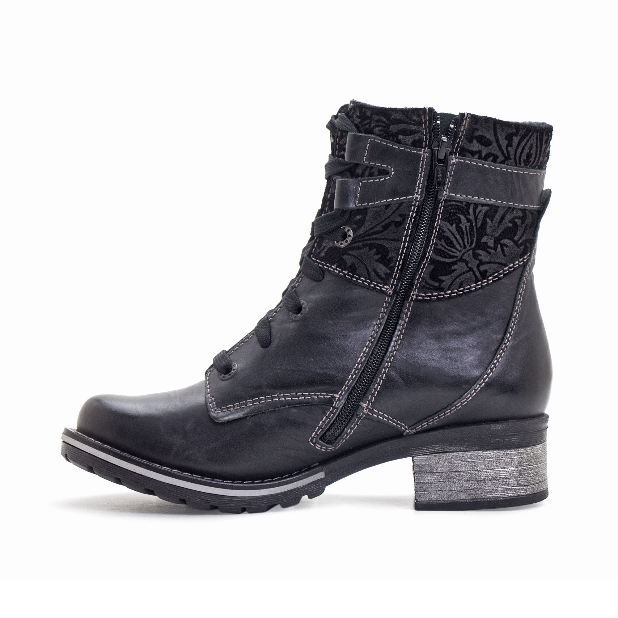 Dromedaris Kara Scrunched Leather & Printed Suede Boot