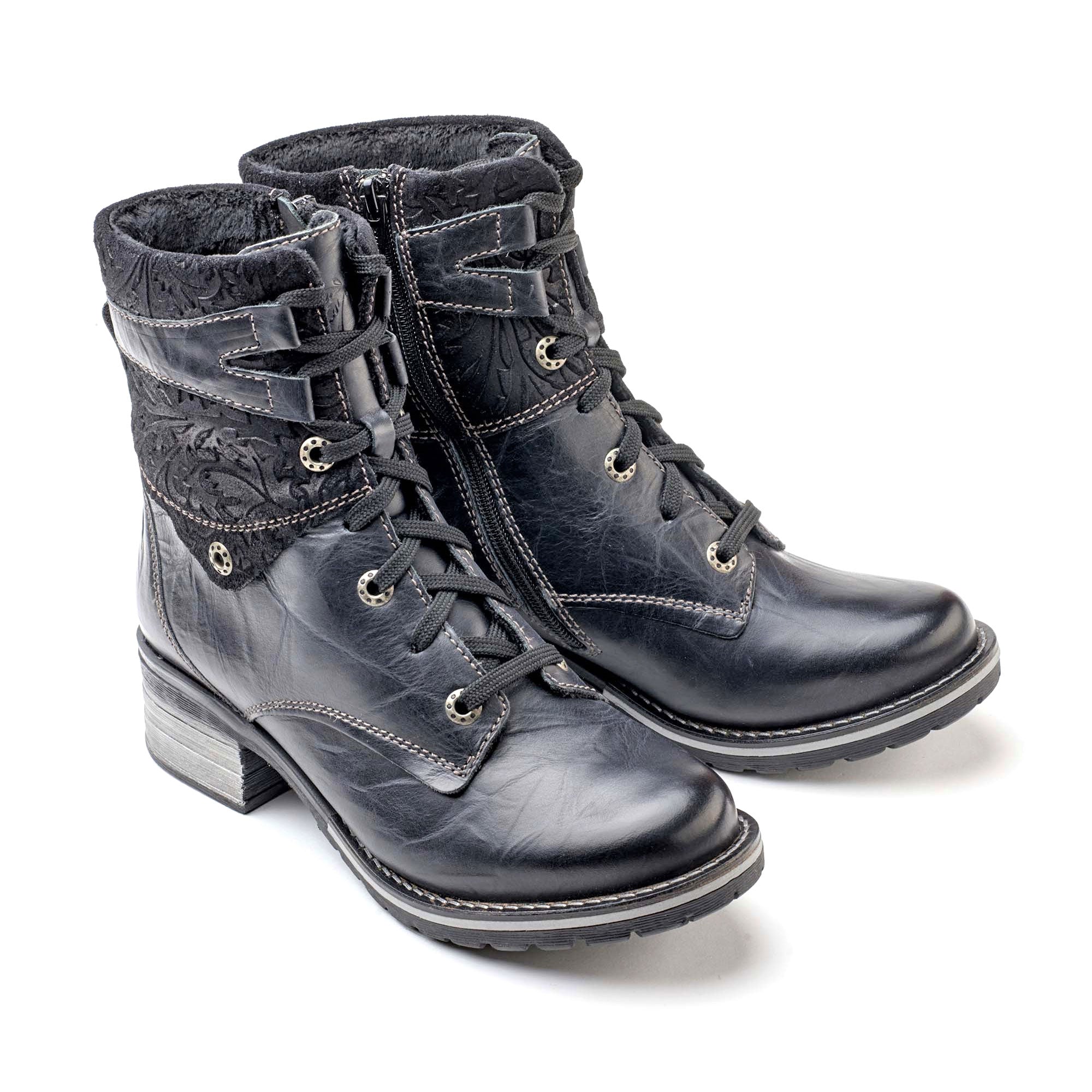 Dromedaris Kara Scrunched Leather & Printed Suede Boot