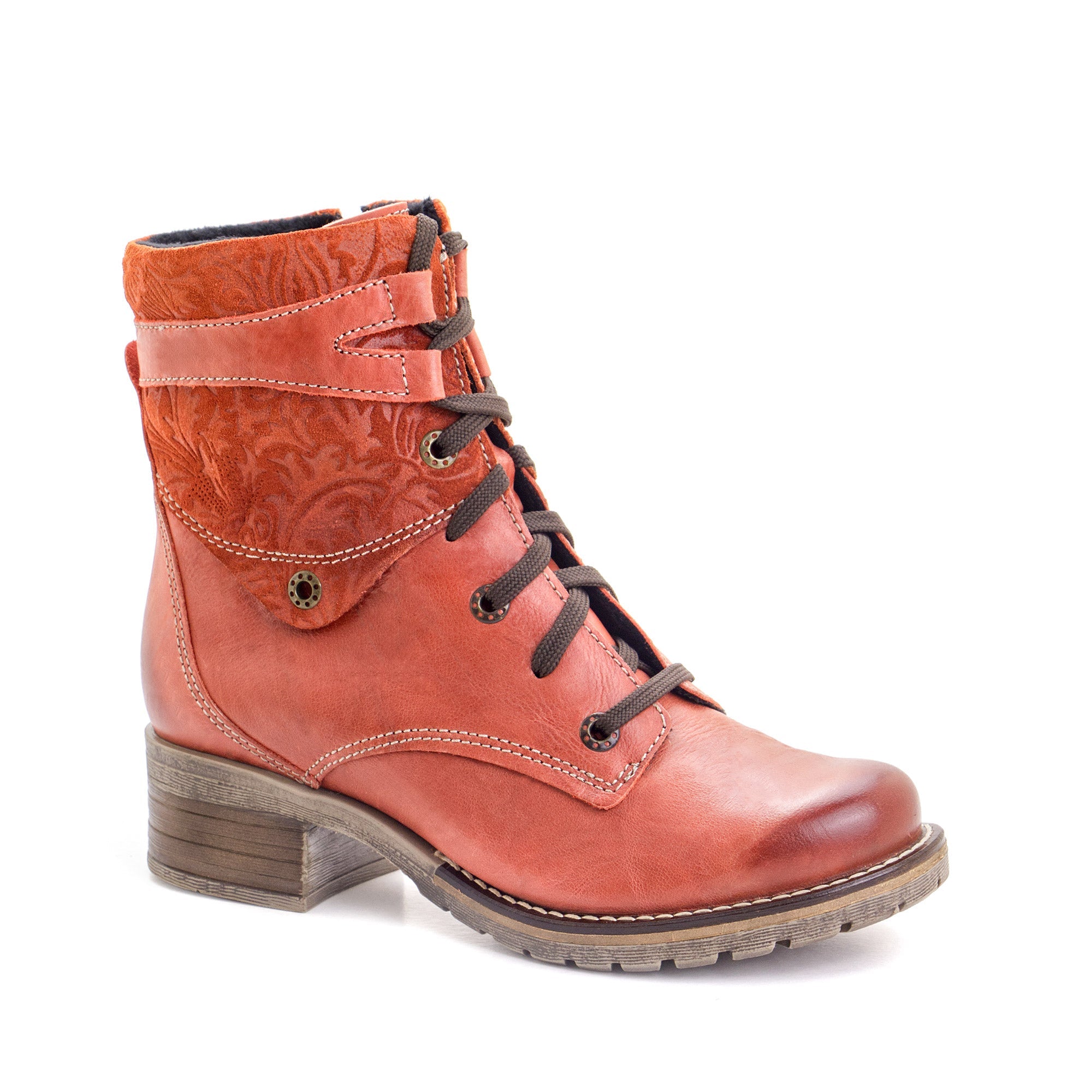 Dromedaris Kara Scrunched Leather & Printed Suede Boot