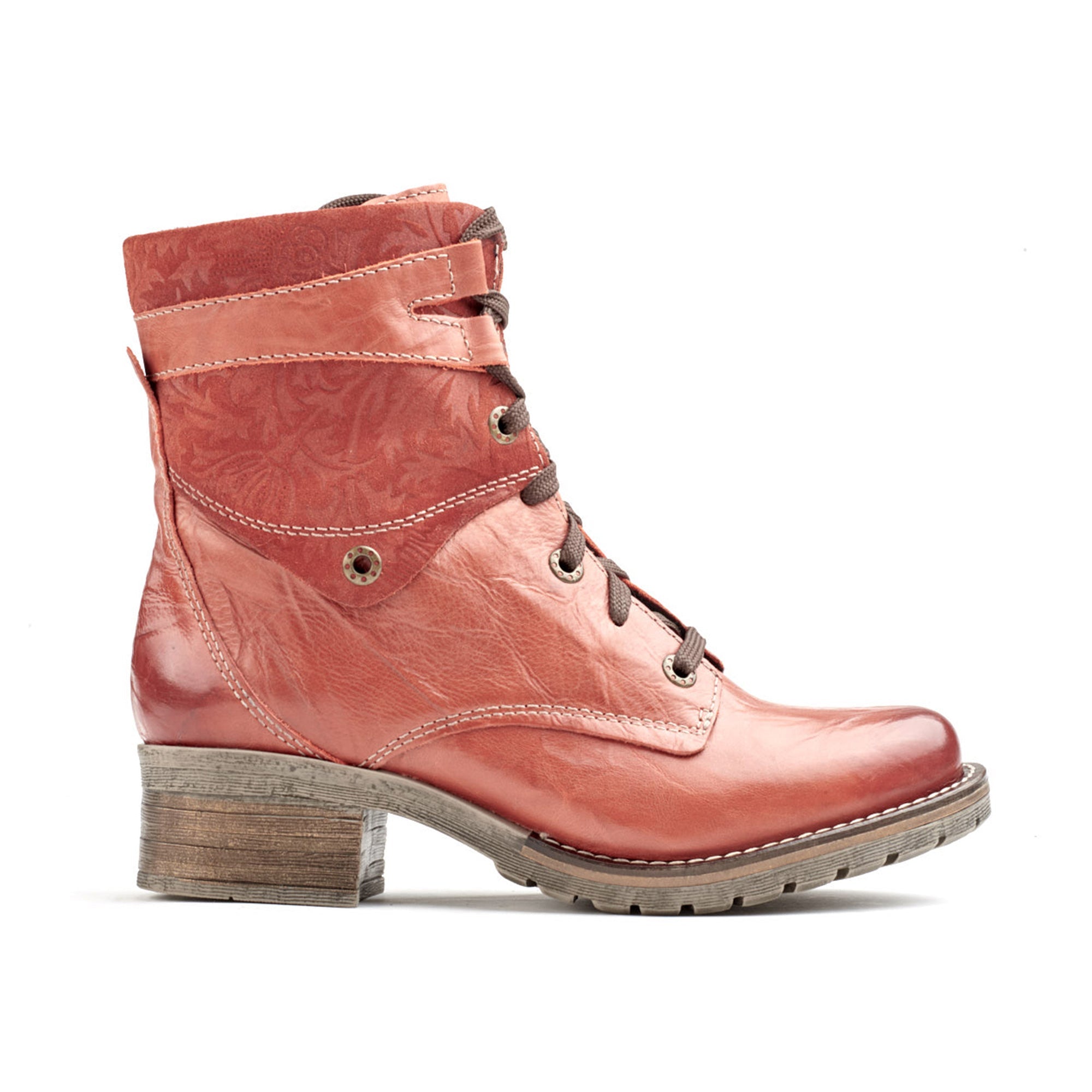 Dromedaris Kara Scrunched Leather & Printed Suede Boot