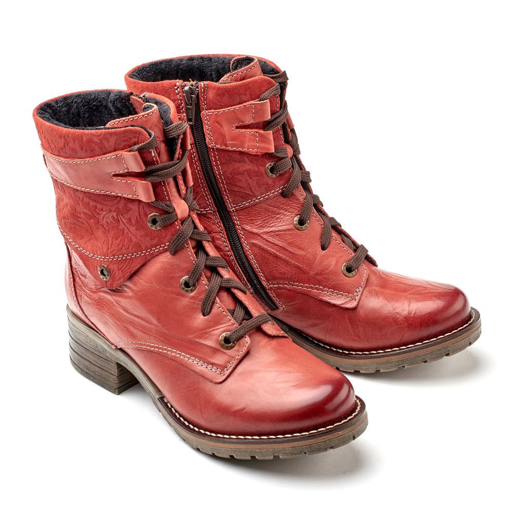 Dromedaris Kara Scrunched Leather & Printed Suede Boot