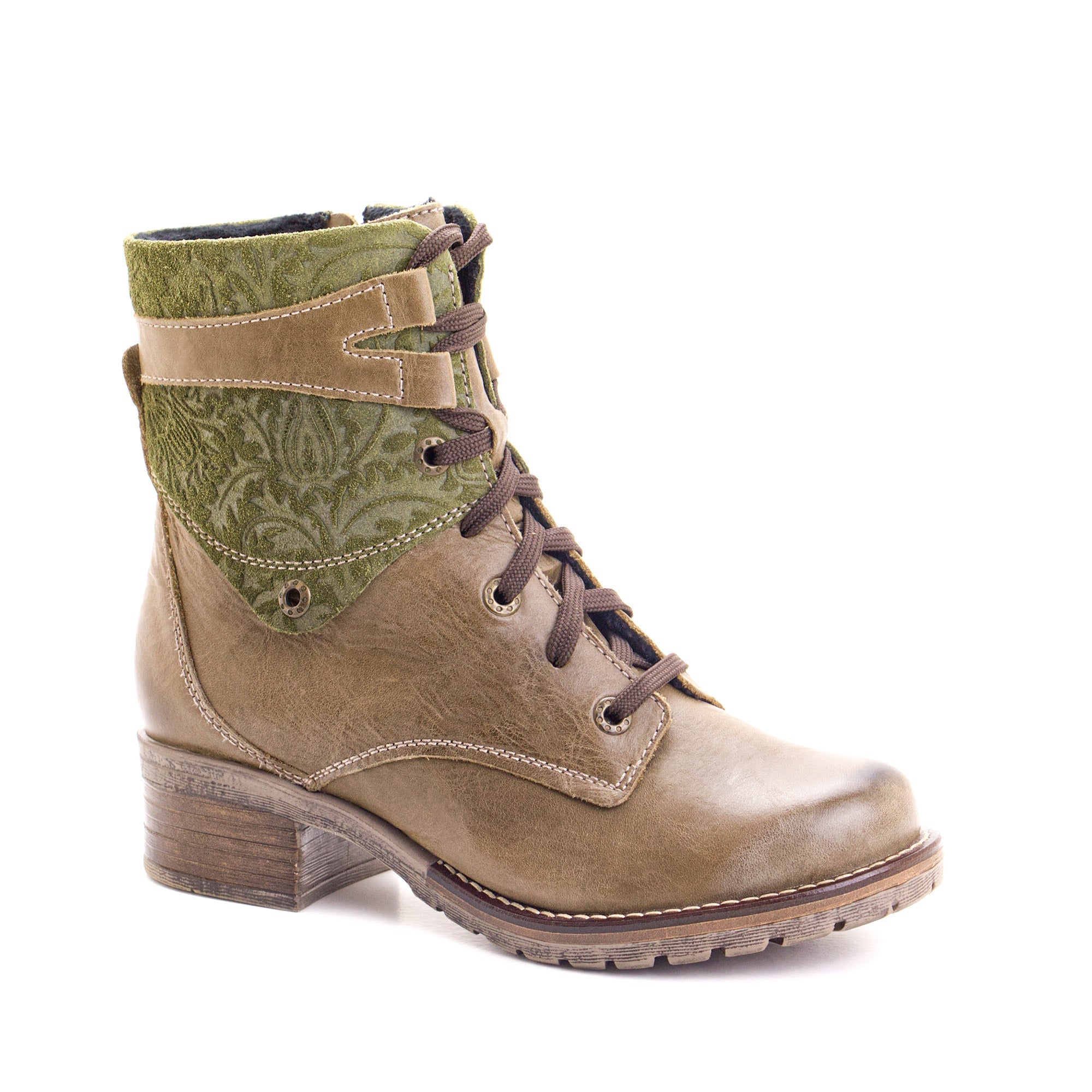 Dromedaris Kara Scrunched Leather & Printed Suede Boot