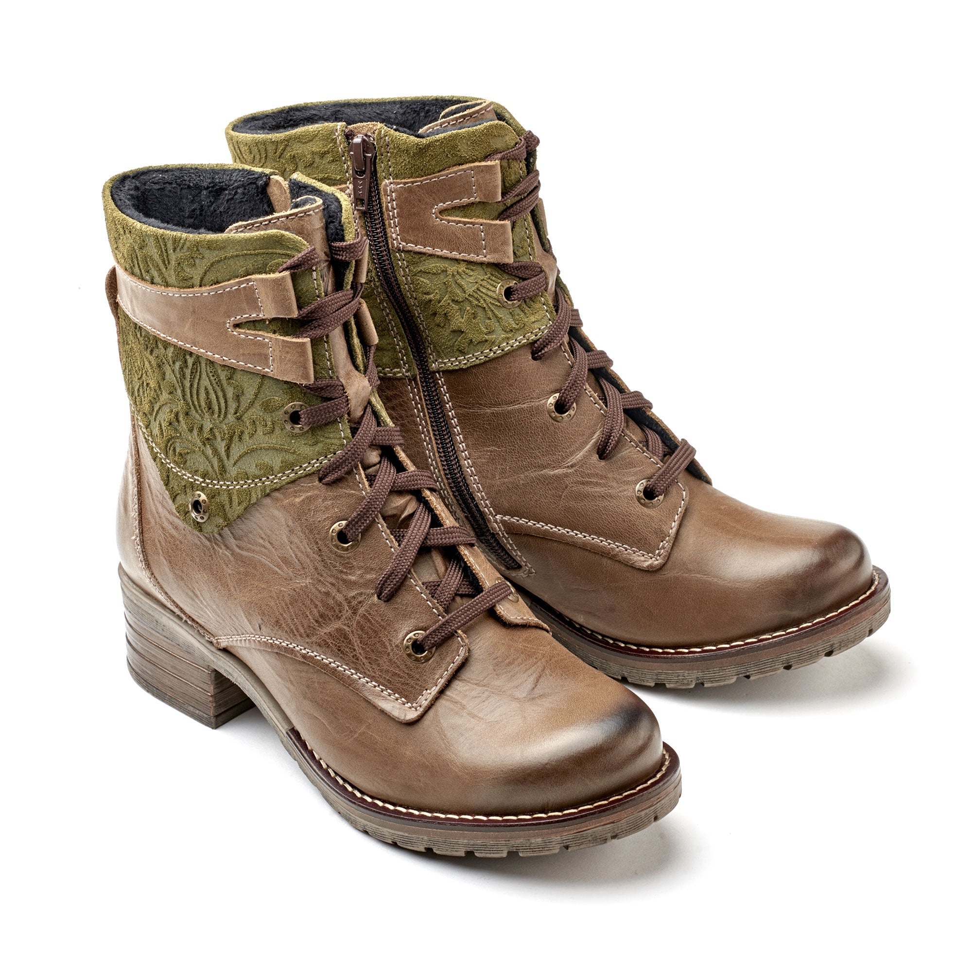 Dromedaris Kara Scrunched Leather & Printed Suede Boot