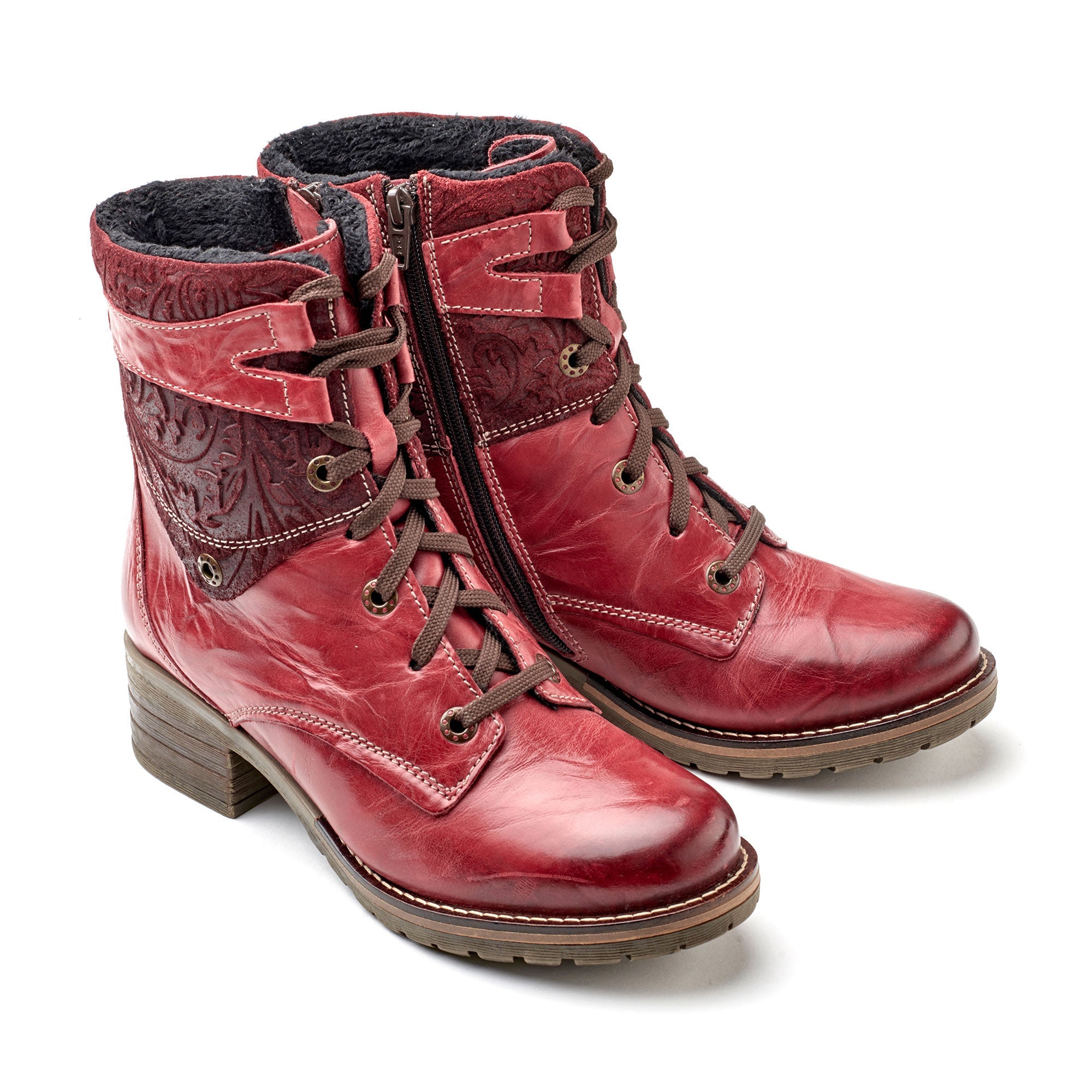 Dromedaris Kara Scrunched Leather & Printed Suede Boot