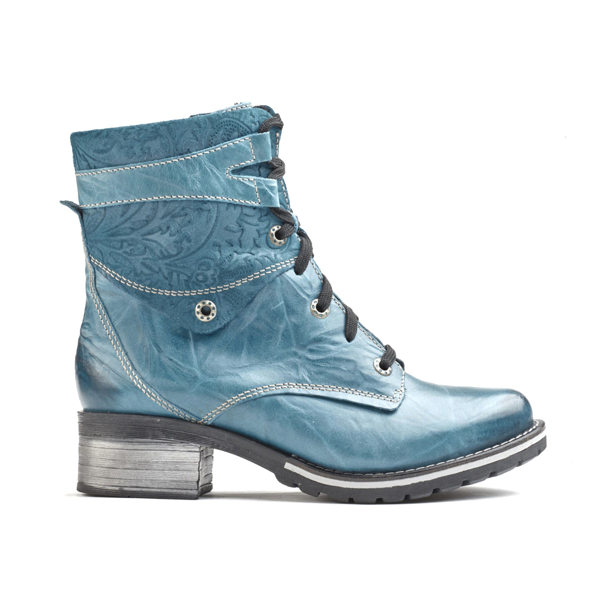 Dromedaris Kara Scrunched Leather & Printed Suede Boot