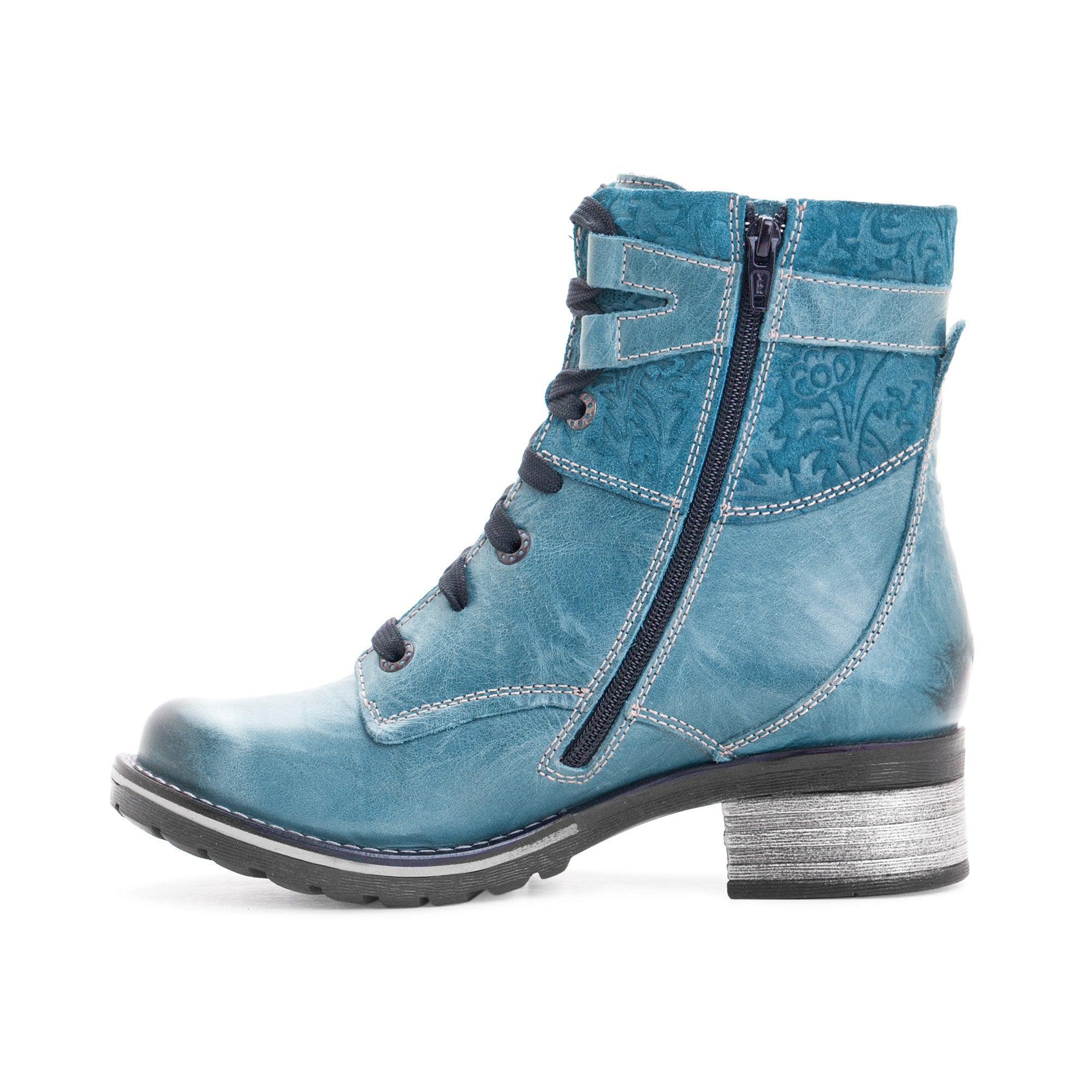 Dromedaris Kara Scrunched Leather & Printed Suede Boot