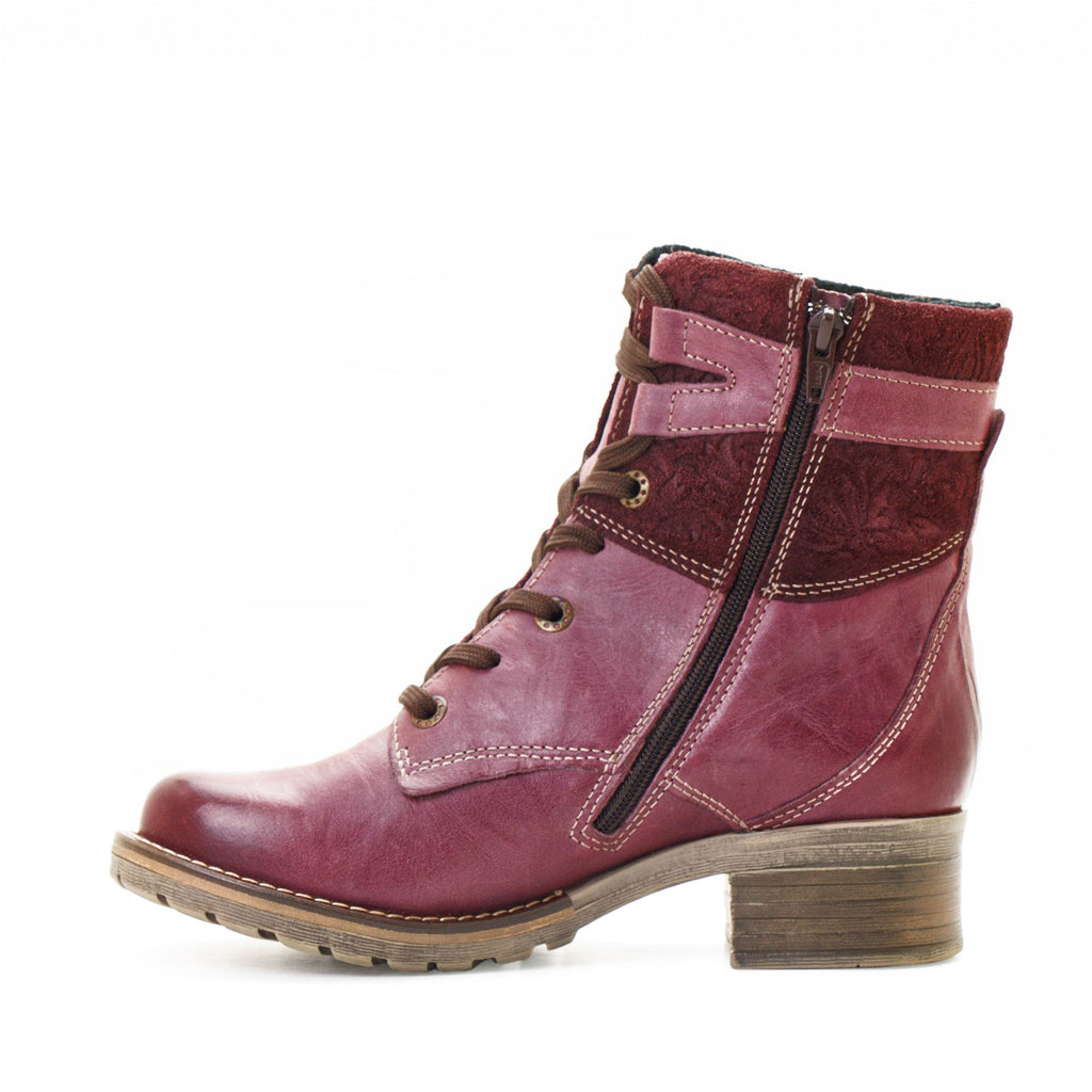 Dromedaris Kara Scrunched Leather & Printed Suede Boot