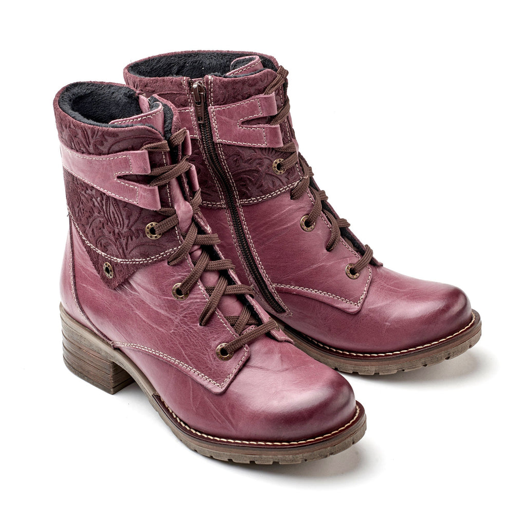 Dromedaris Kara Scrunched Leather & Printed Suede Boot