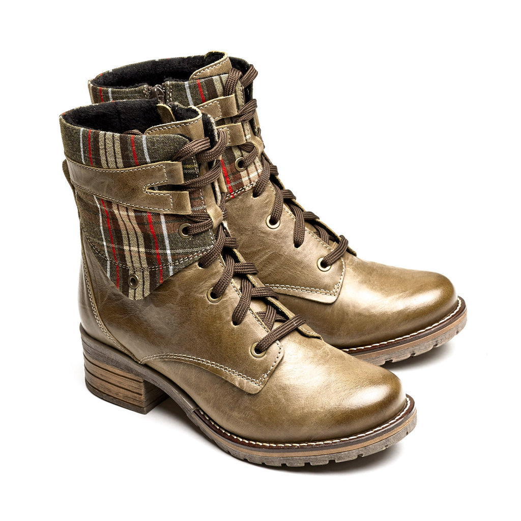 Dromedaris Kara Scrunched Leather & Tartan Boot