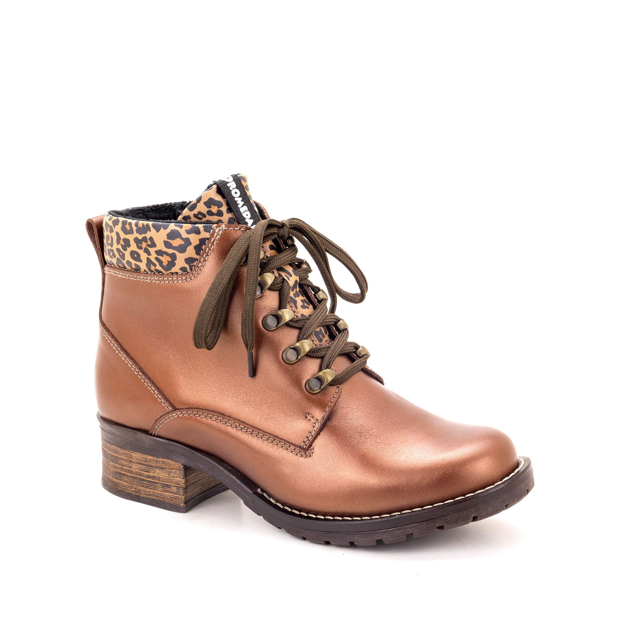 Dromedaris Karolina Metallic Leather Lace-Up Bootie