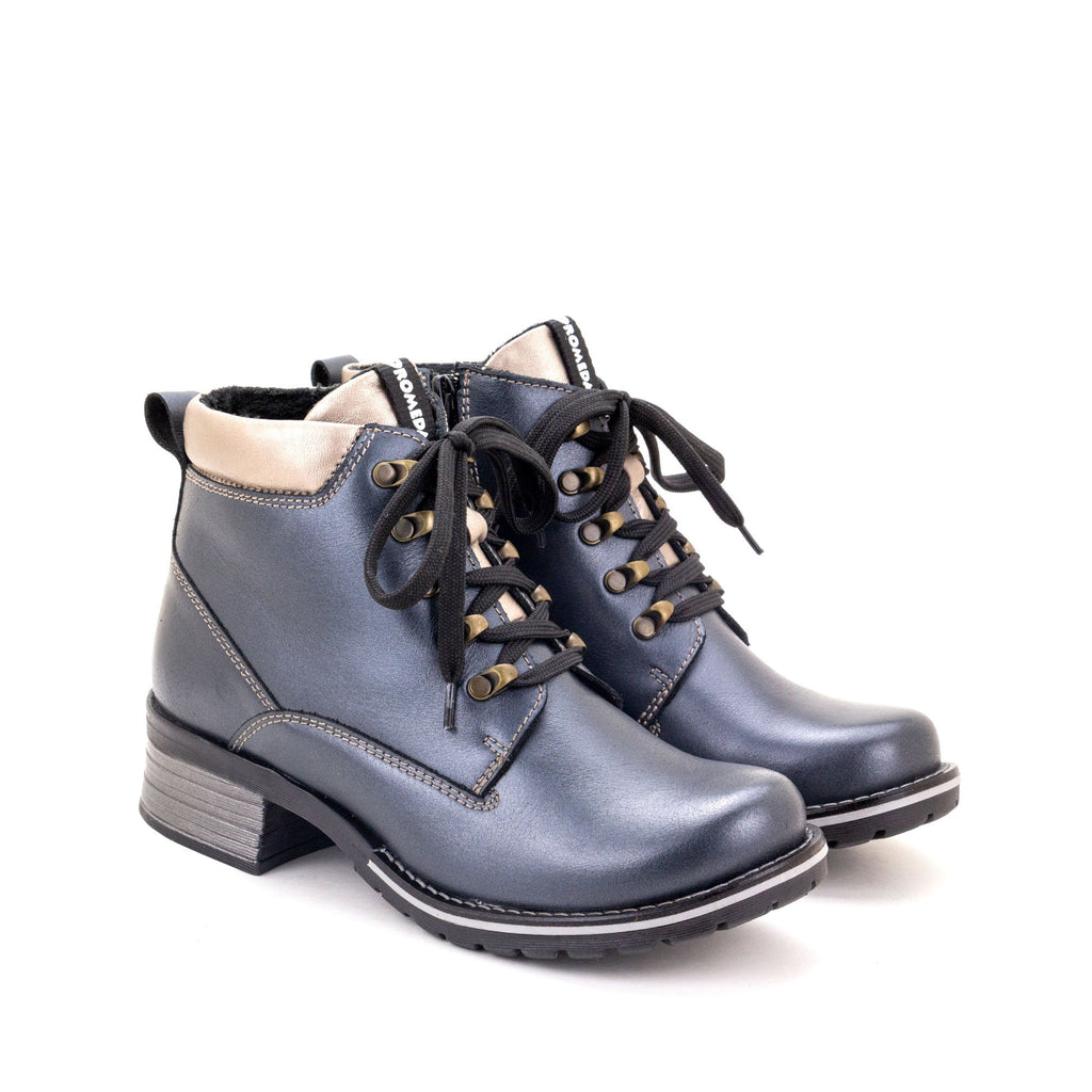 Dromedaris Karolina Metallic Leather Lace-Up Bootie
