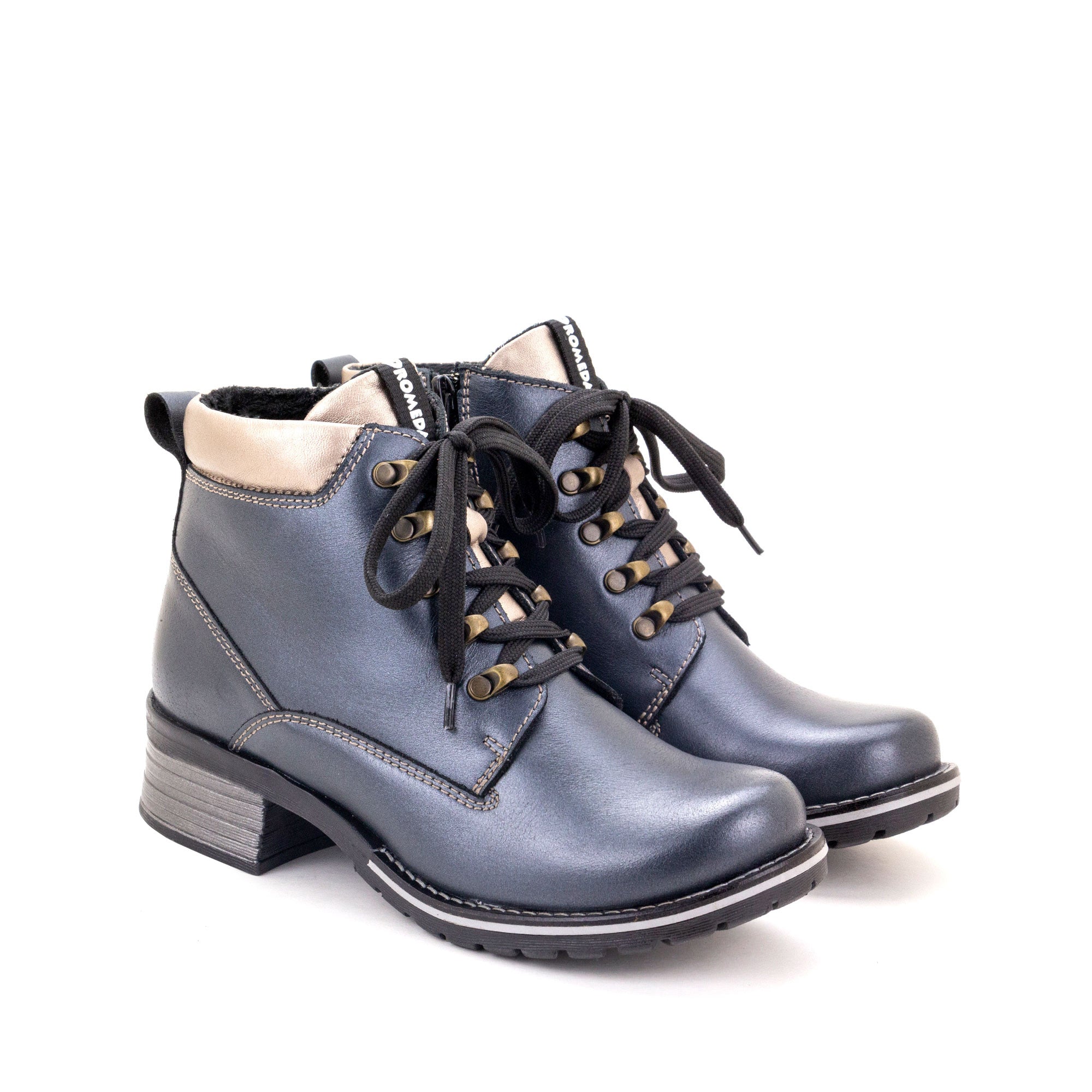 Dromedaris Karolina Metallic Leather Lace-Up Bootie