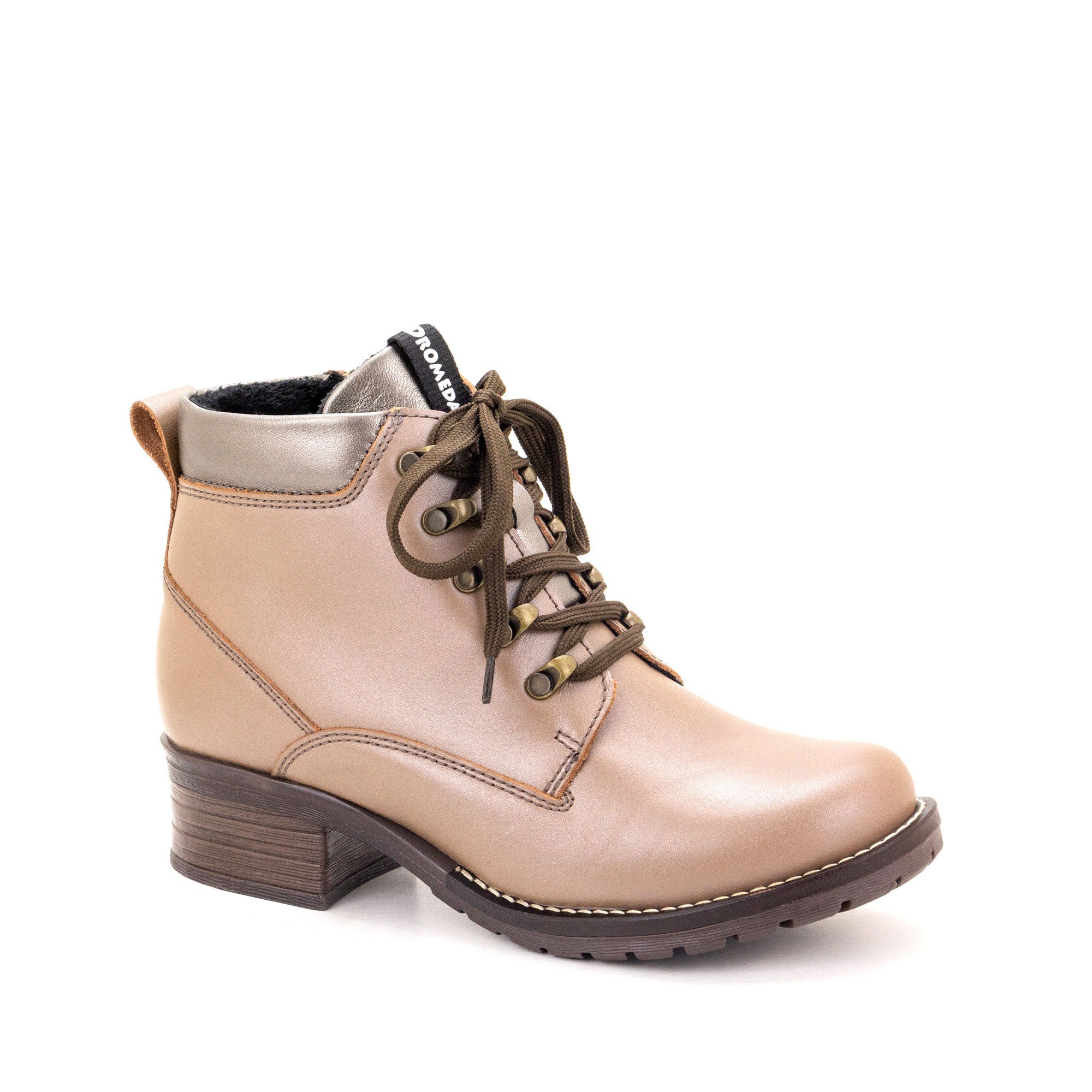 Dromedaris Karolina Metallic Leather Lace-Up Bootie