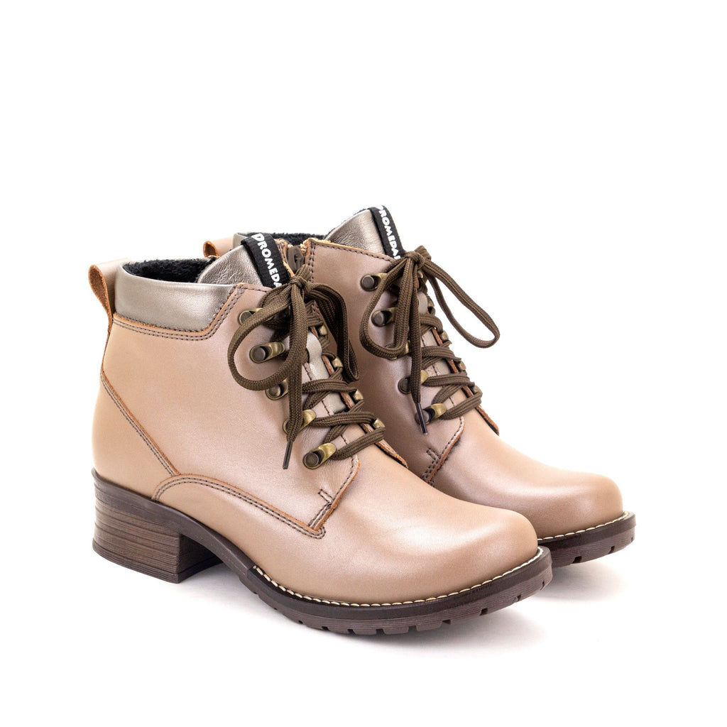 Dromedaris Karolina Metallic Leather Lace-Up Bootie