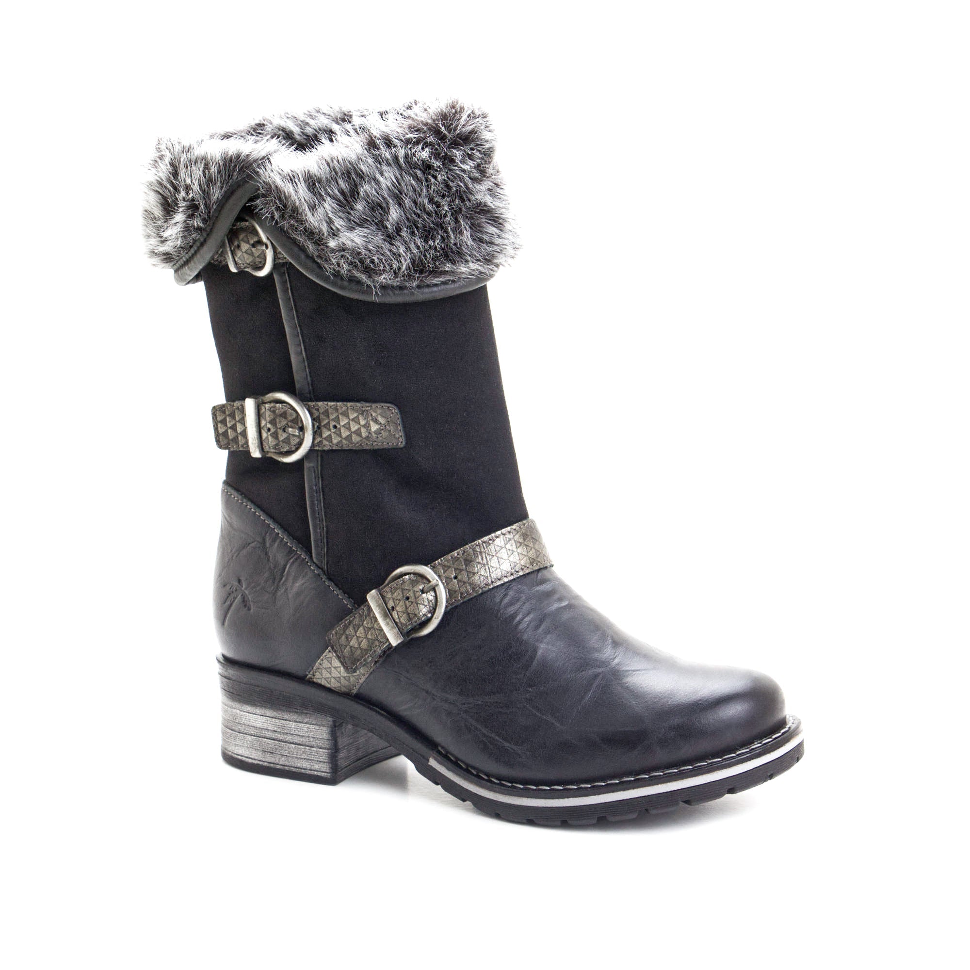 Dromedaris Kya Mid-Calf Leather & Fur Boot