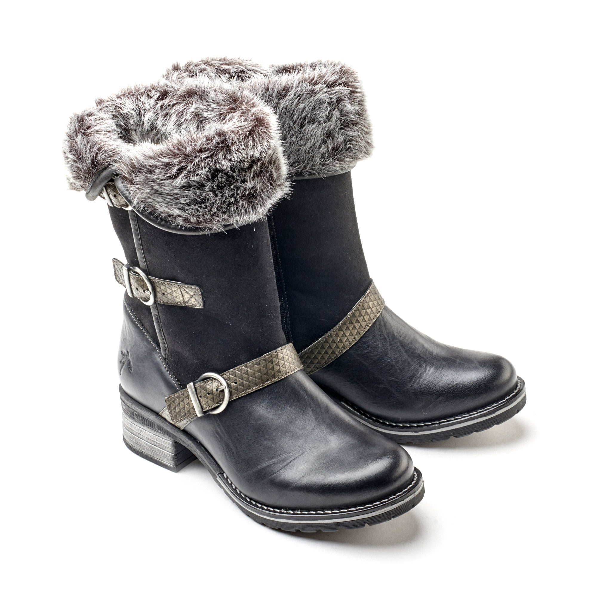 Dromedaris Kya Mid-Calf Leather & Fur Boot