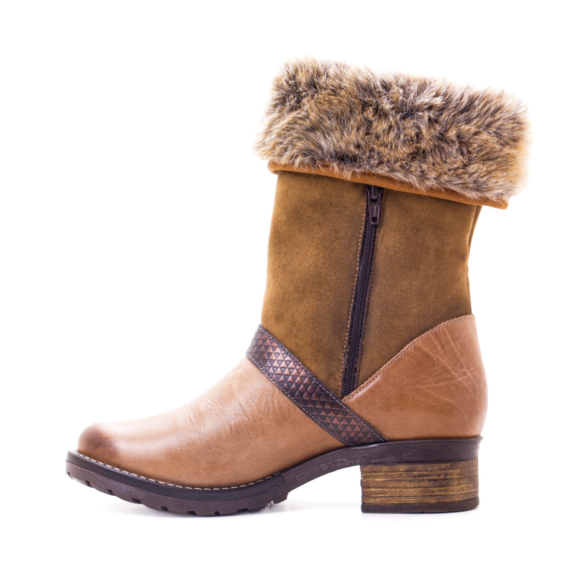 Dromedaris Kya Mid-Calf Leather & Fur Boot