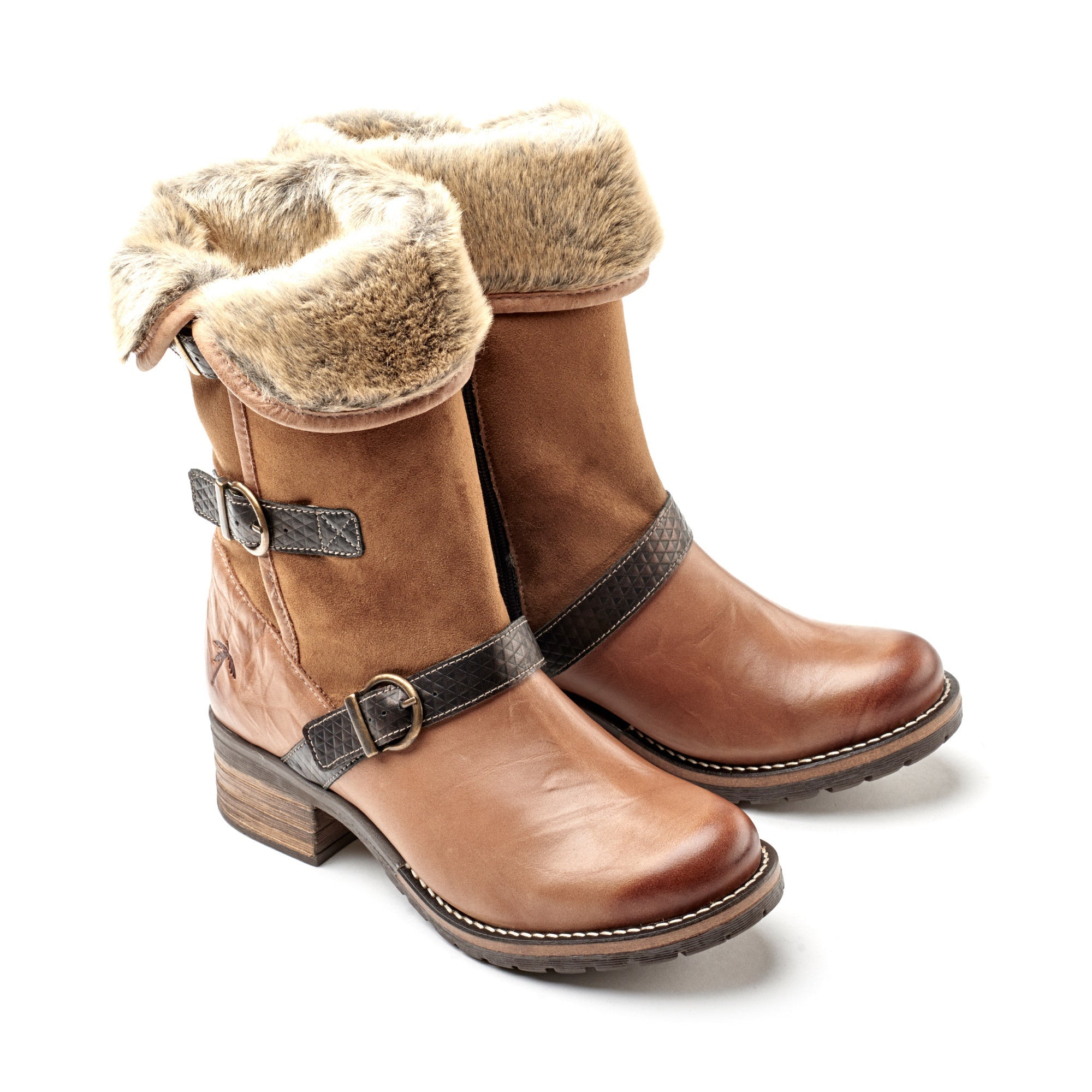 Dromedaris Kya Mid-Calf Leather & Fur Boot