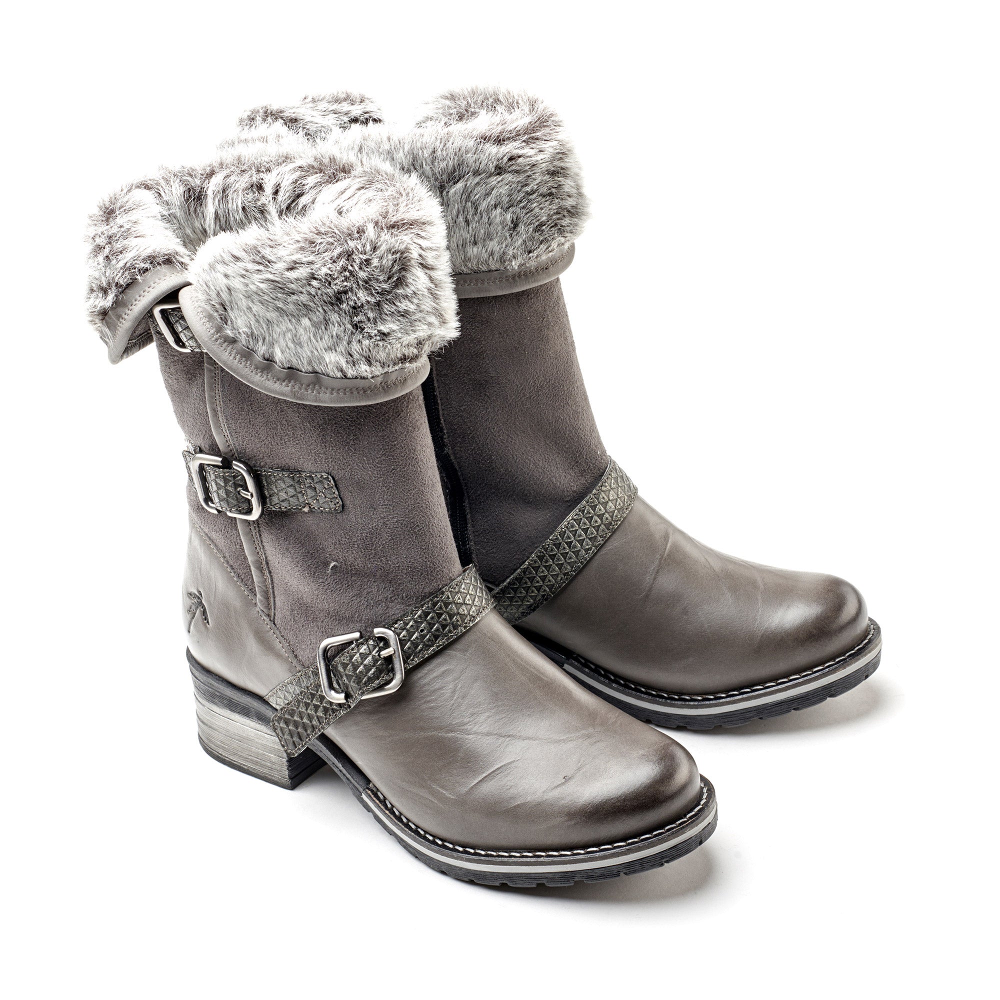 Dromedaris Kya Mid-Calf Leather & Fur Boot
