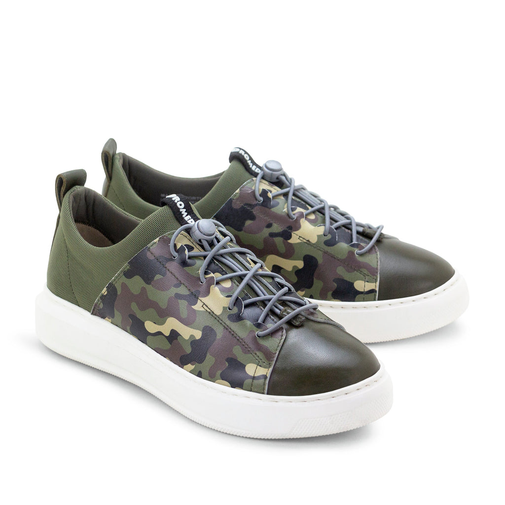 Dromedaris Oyster Bay Leather & Canvas Sneaker - Olive Camo
