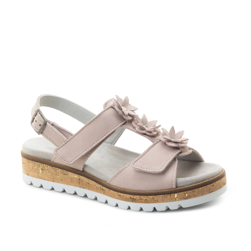 Dromedaris Rosine Leather Flower Adjustable Sandals