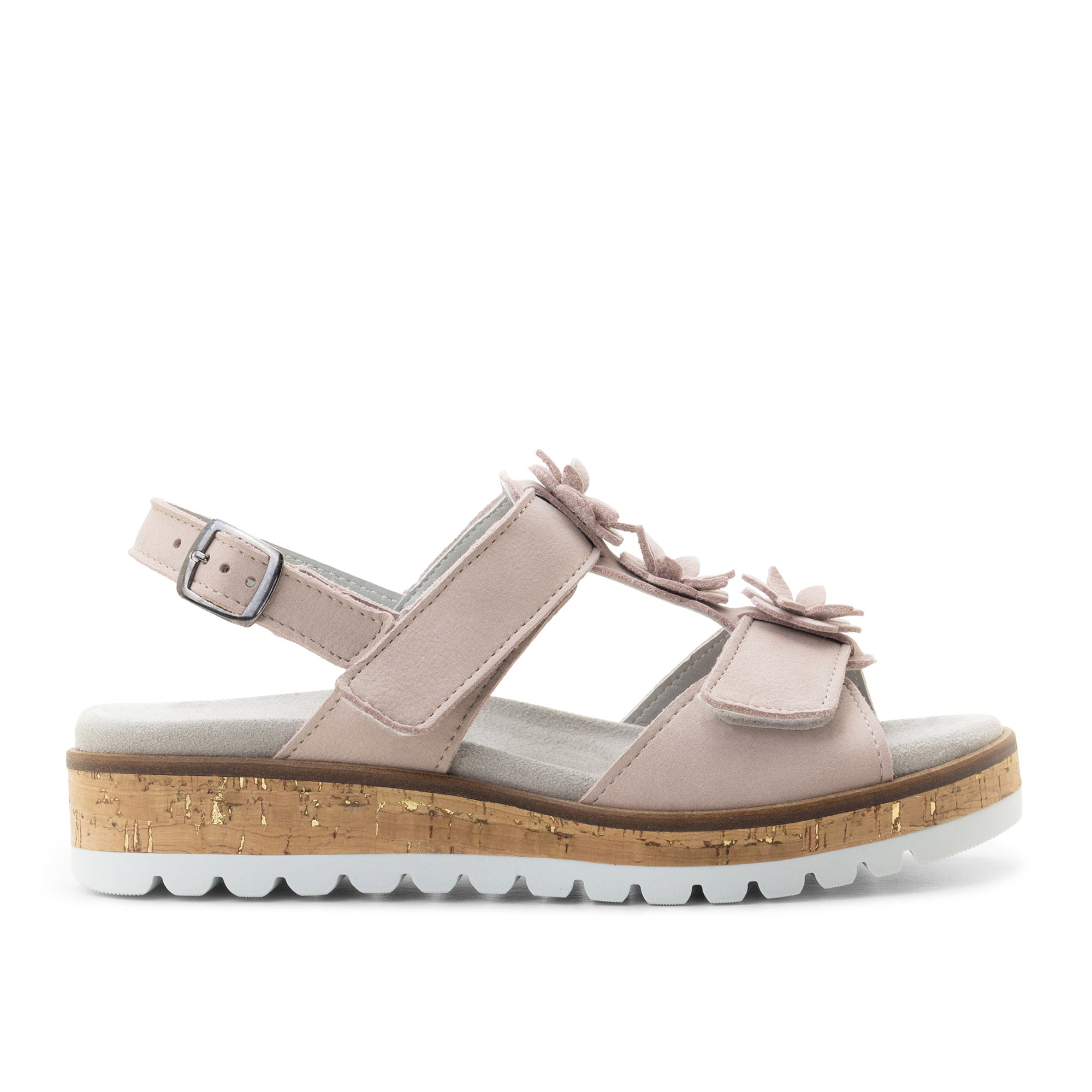 Dromedaris Rosine Leather Flower Adjustable Sandals