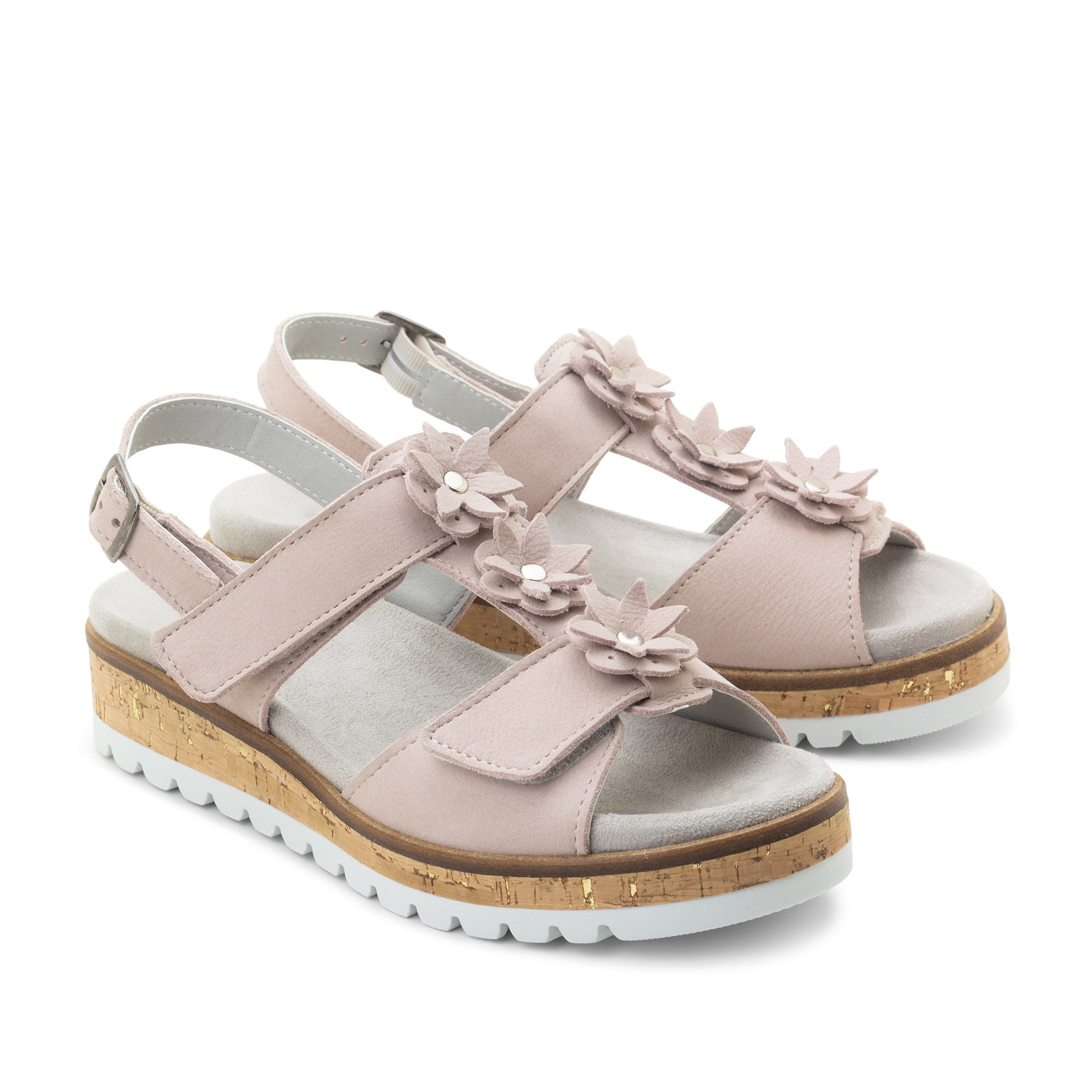 Dromedaris Rosine Leather Flower Adjustable Sandals