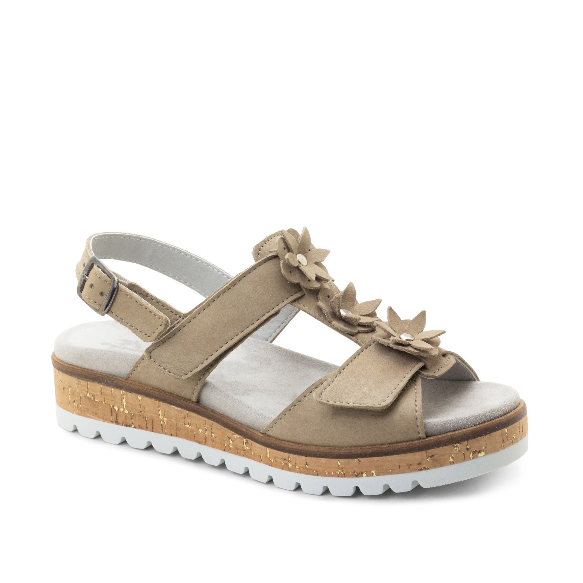 Dromedaris Rosine Leather Flower Adjustable Sandals