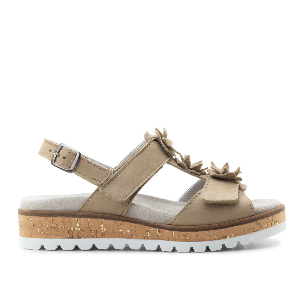 Dromedaris Rosine Leather Flower Adjustable Sandals