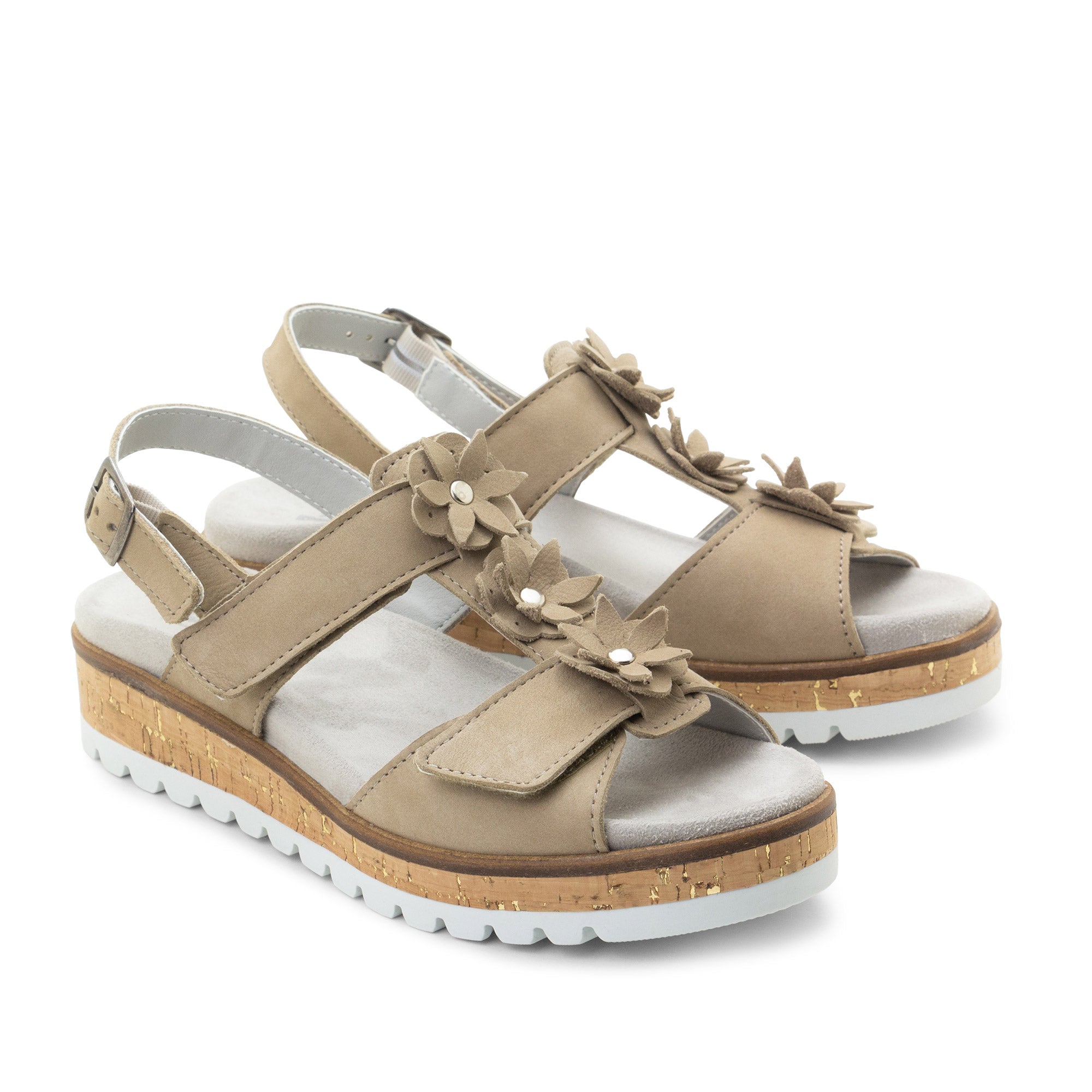 Dromedaris Rosine Leather Flower Adjustable Sandals