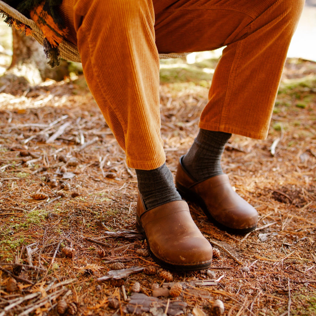 Sanita Pro. Oiled Leather Men's Clog in Antique Brown