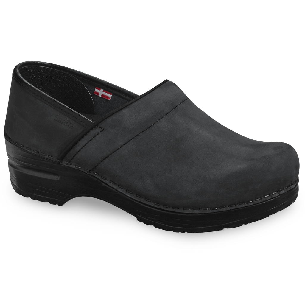 Sanita Pro. Oiled Leather Men's Clog in Black