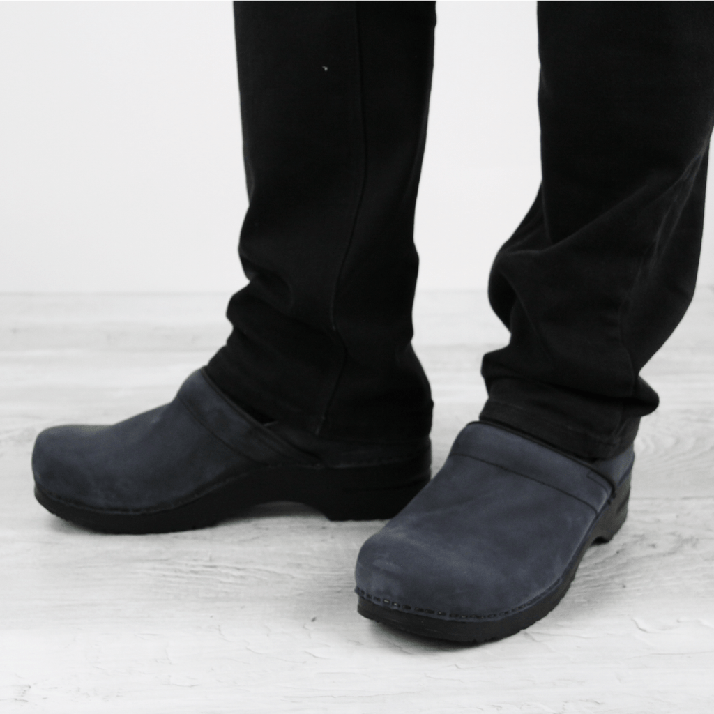 Sanita Pro. Oiled Leather Men's Clog in Ink